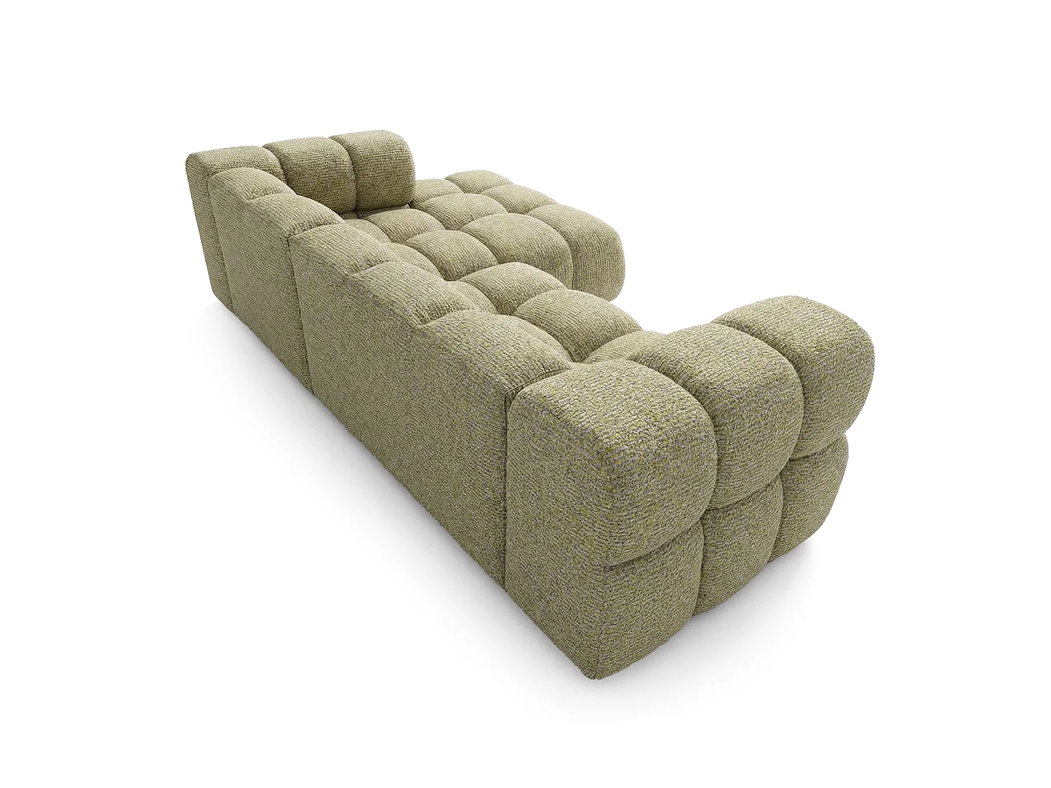 Canapé d'angle droit capitonné en tissu bouclé gris clair 280 cm - AVERRO