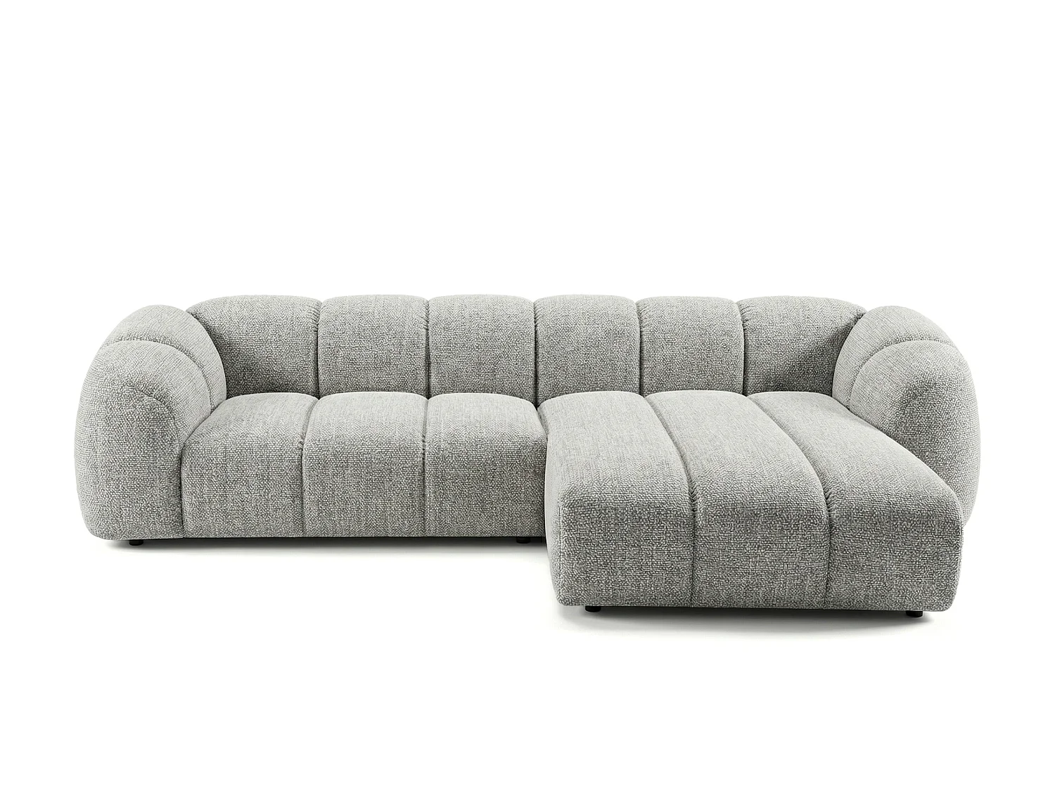 Canapé d'angle droit tissu bouclé gris clair 280 cm - Mali Design