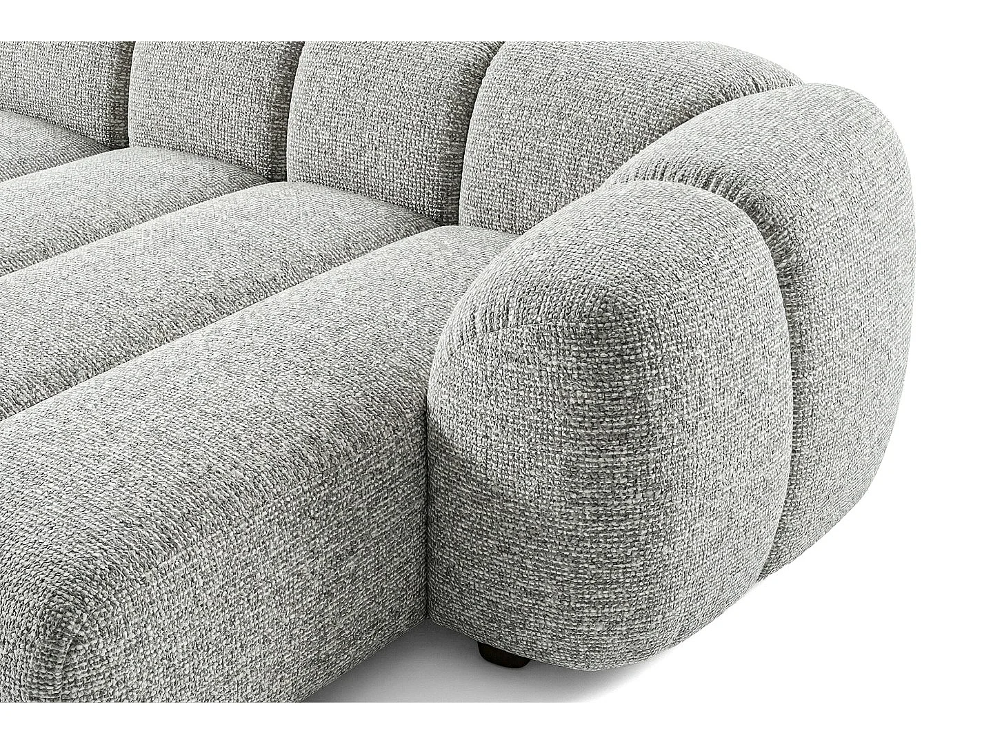 Canapé d'angle droit tissu bouclé gris clair 280 cm - Mali Design