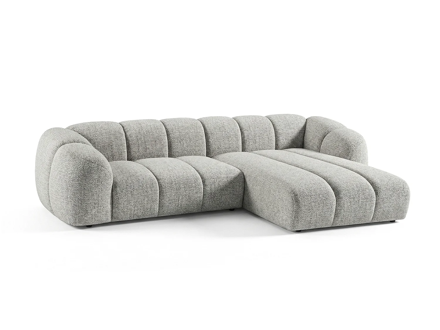 Canapé d'angle droit tissu bouclé gris clair 280 cm - Mali Design