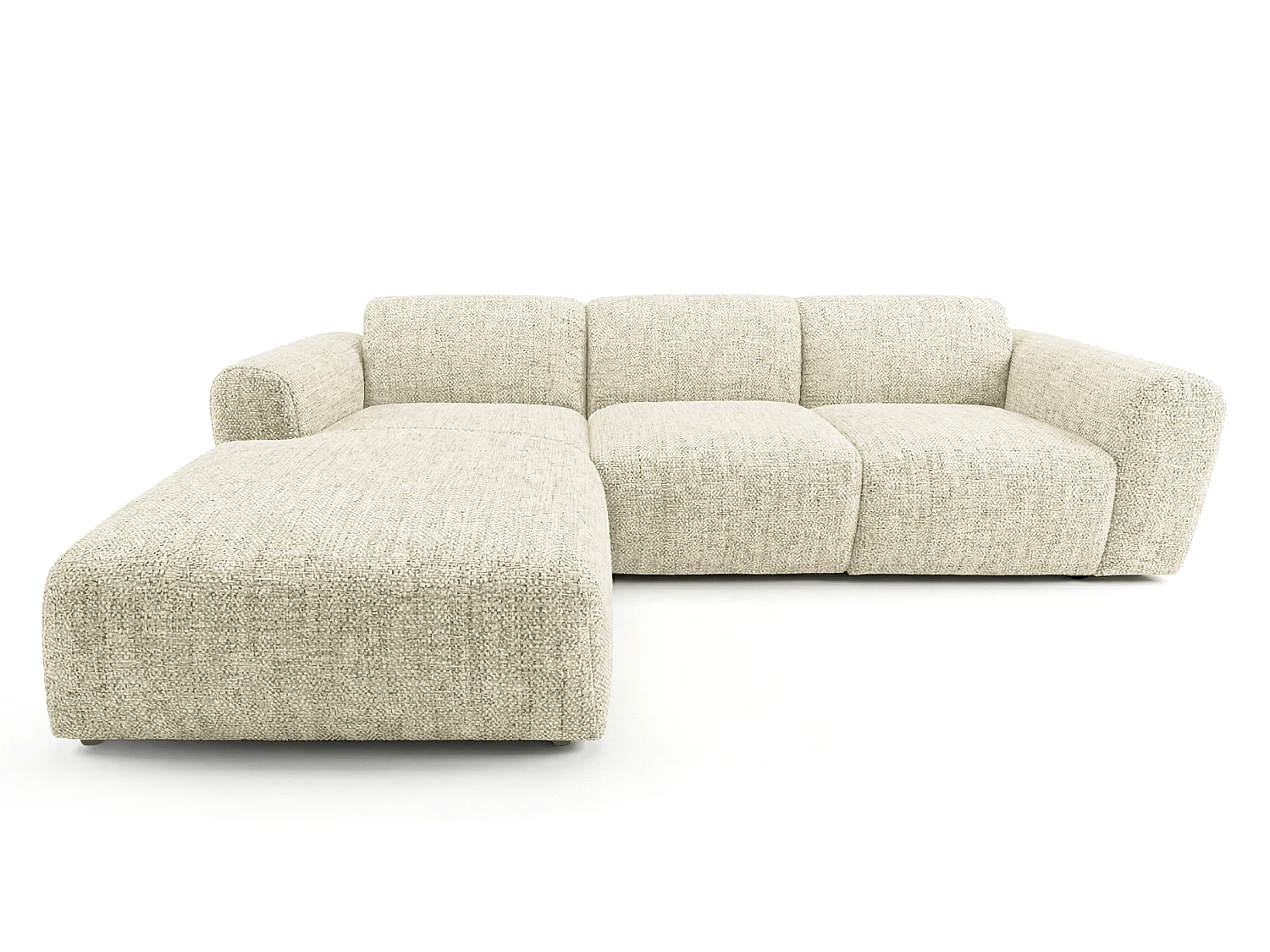 Canapé d'angle gauche en tissu bouclé blanc cassé 310 cm - GIN