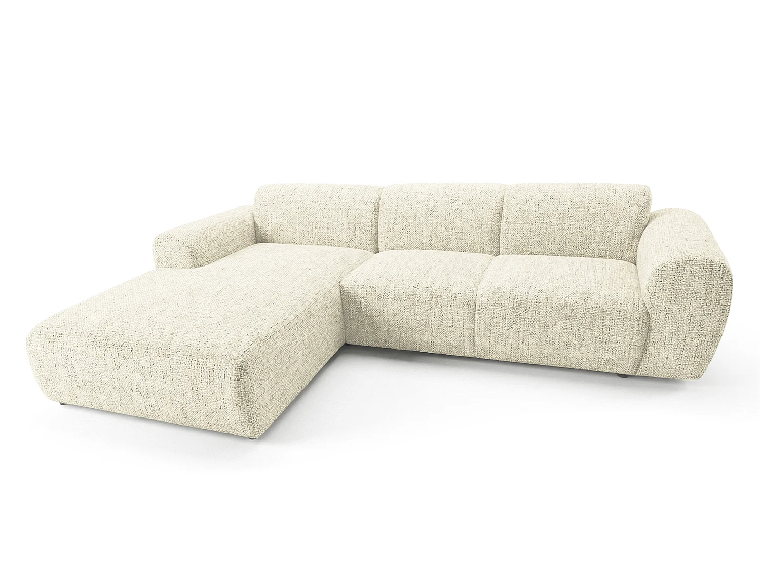 Canapé d'angle gauche en tissu bouclé blanc cassé 310 cm - GIN