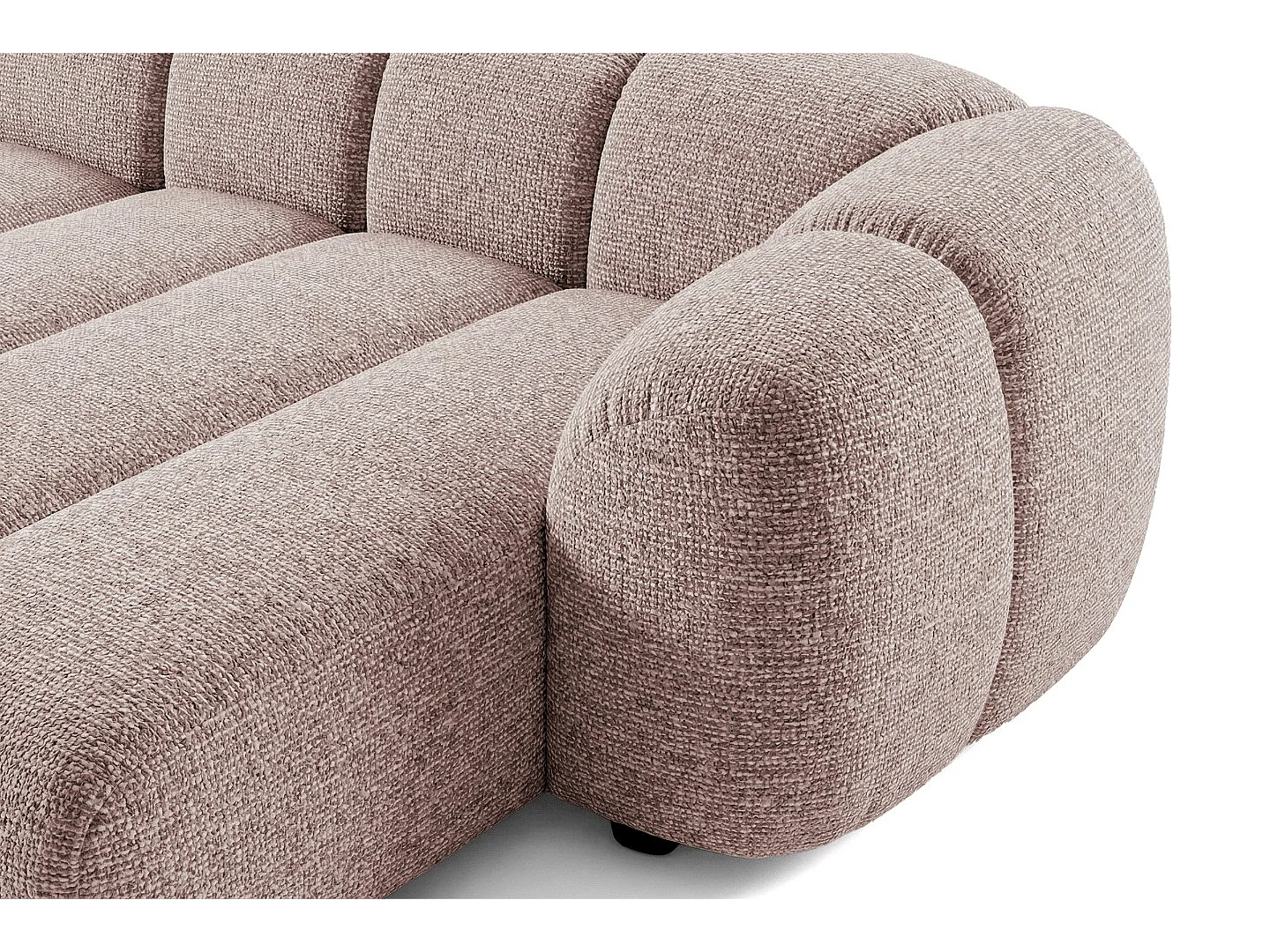 Canapé d'angle droit tissu bouclé rose poudré 280 cm - Mali Design