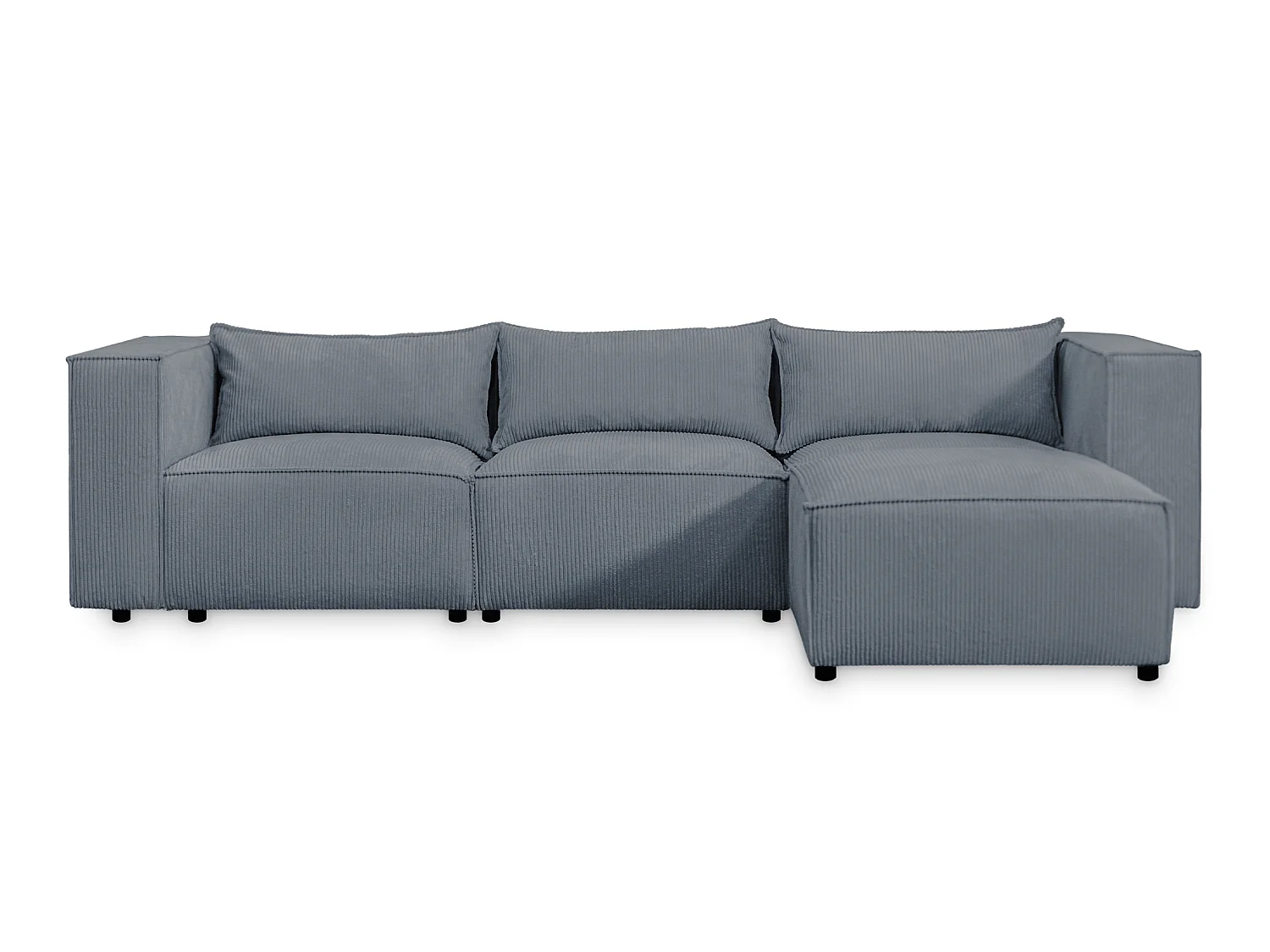 Canapé d'angle modulable en velours côtelé gris-bleu 290 cm - MODULO