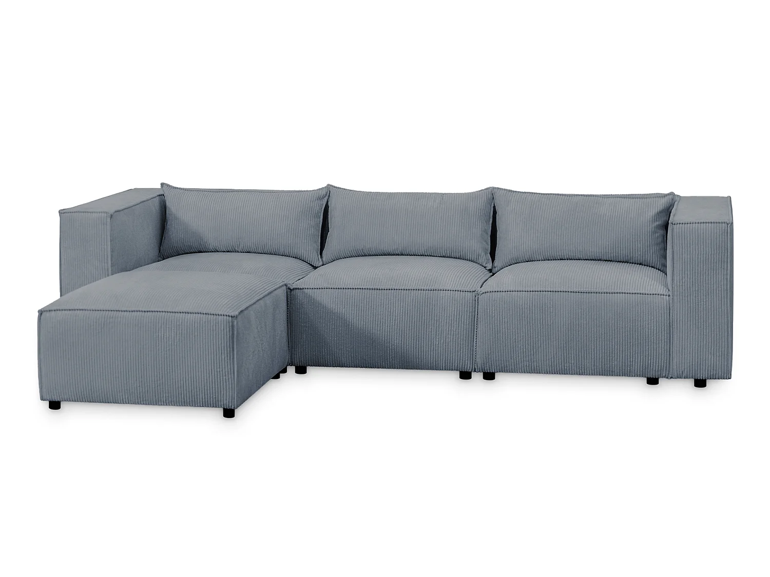 Canapé d'angle modulable en velours côtelé gris-bleu 290 cm - MODULO