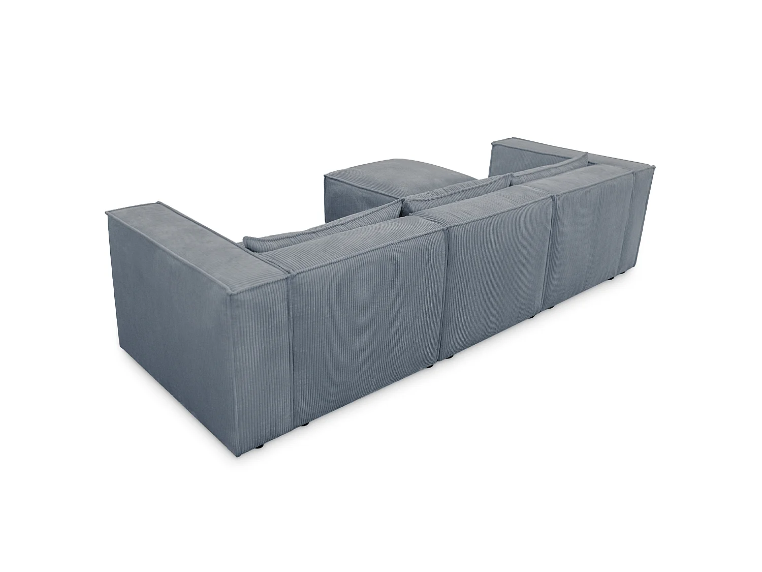 Canapé d'angle modulable en velours côtelé gris-bleu 290 cm - MODULO