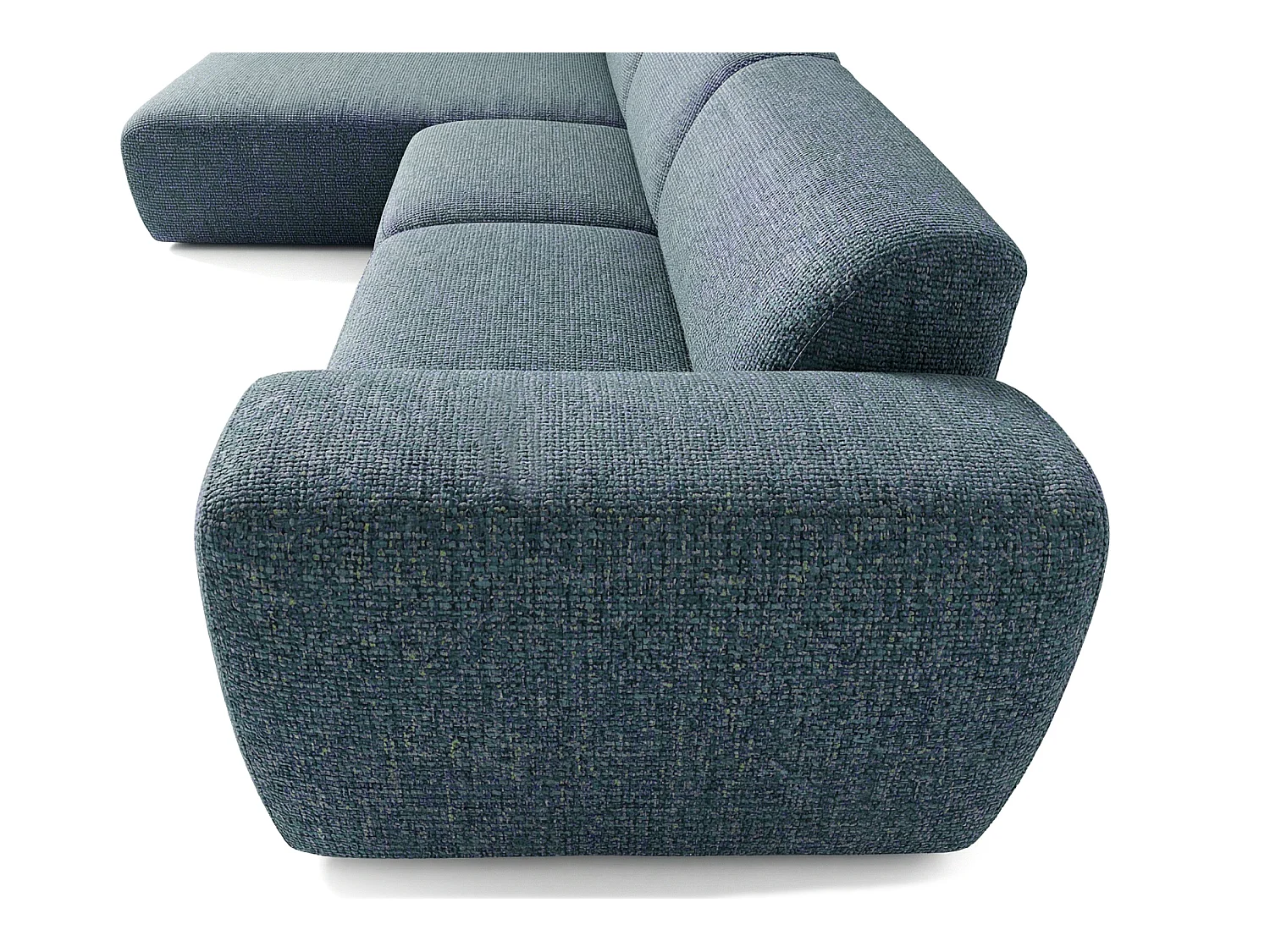 Canapé d'angle gauche en tissu bouclé bleu canard 310 cm - GIN