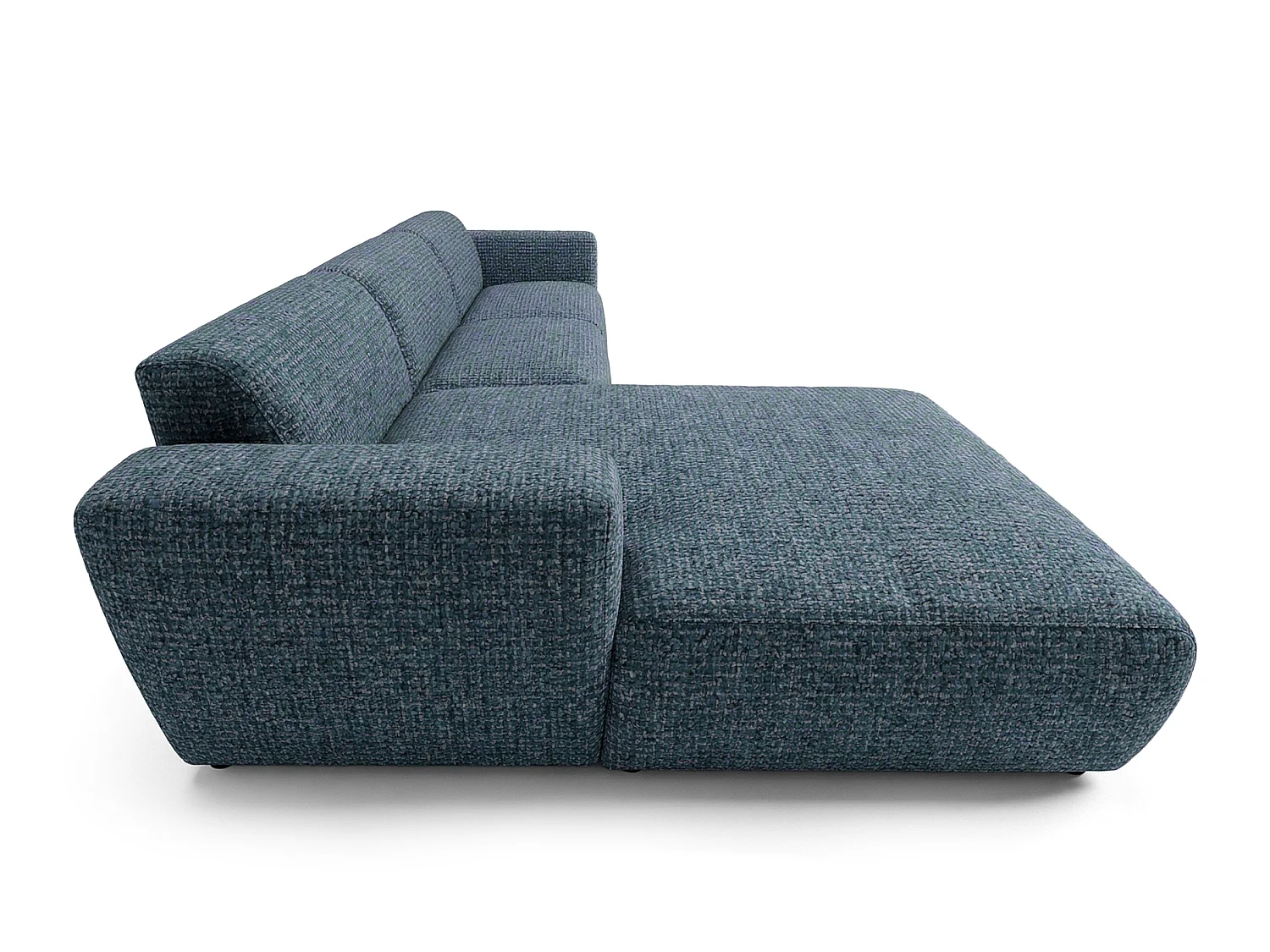 Canapé d'angle gauche en tissu bouclé bleu canard 310 cm - GIN