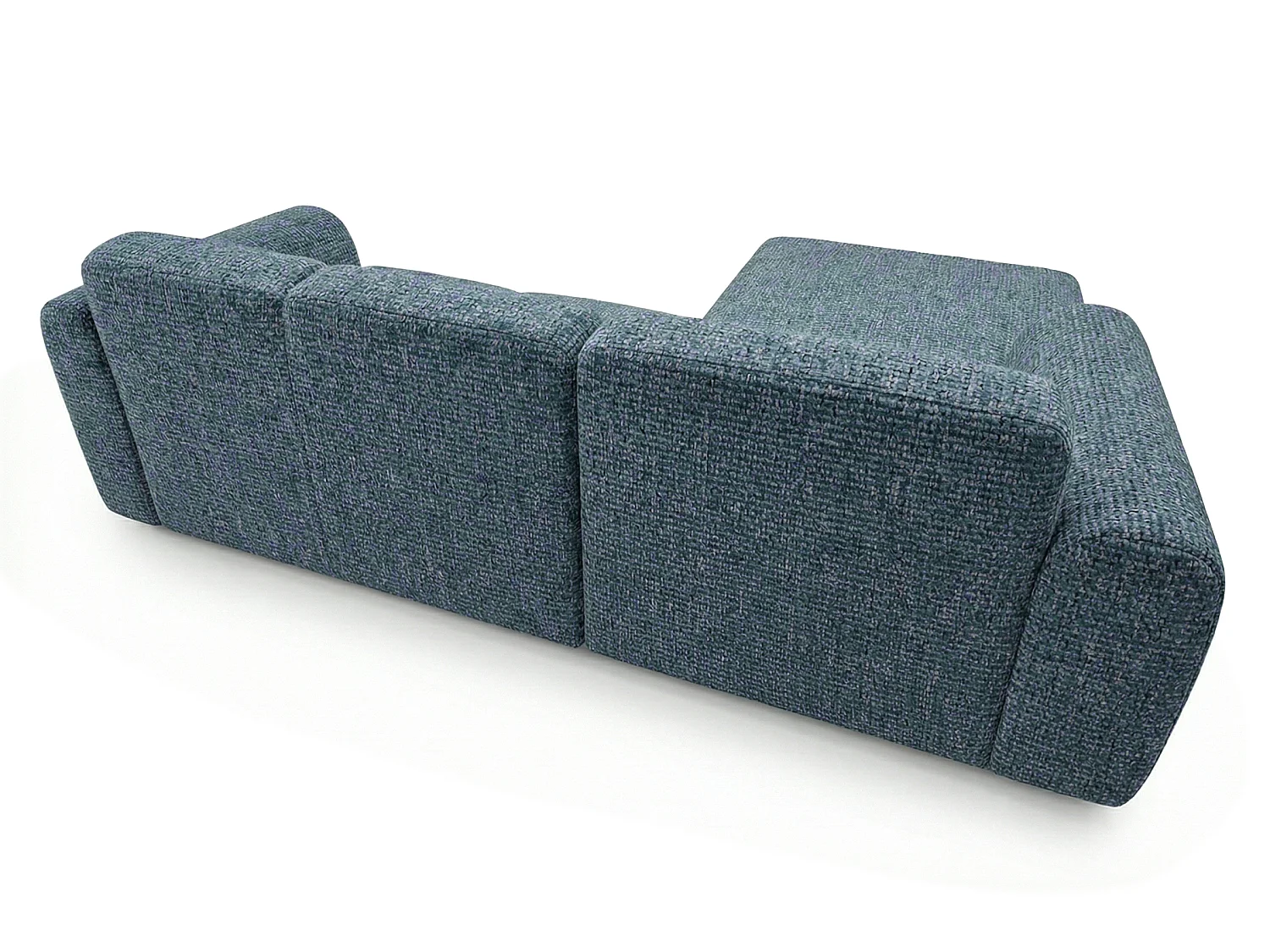 Canapé d'angle gauche en tissu bouclé bleu canard 310 cm - GIN