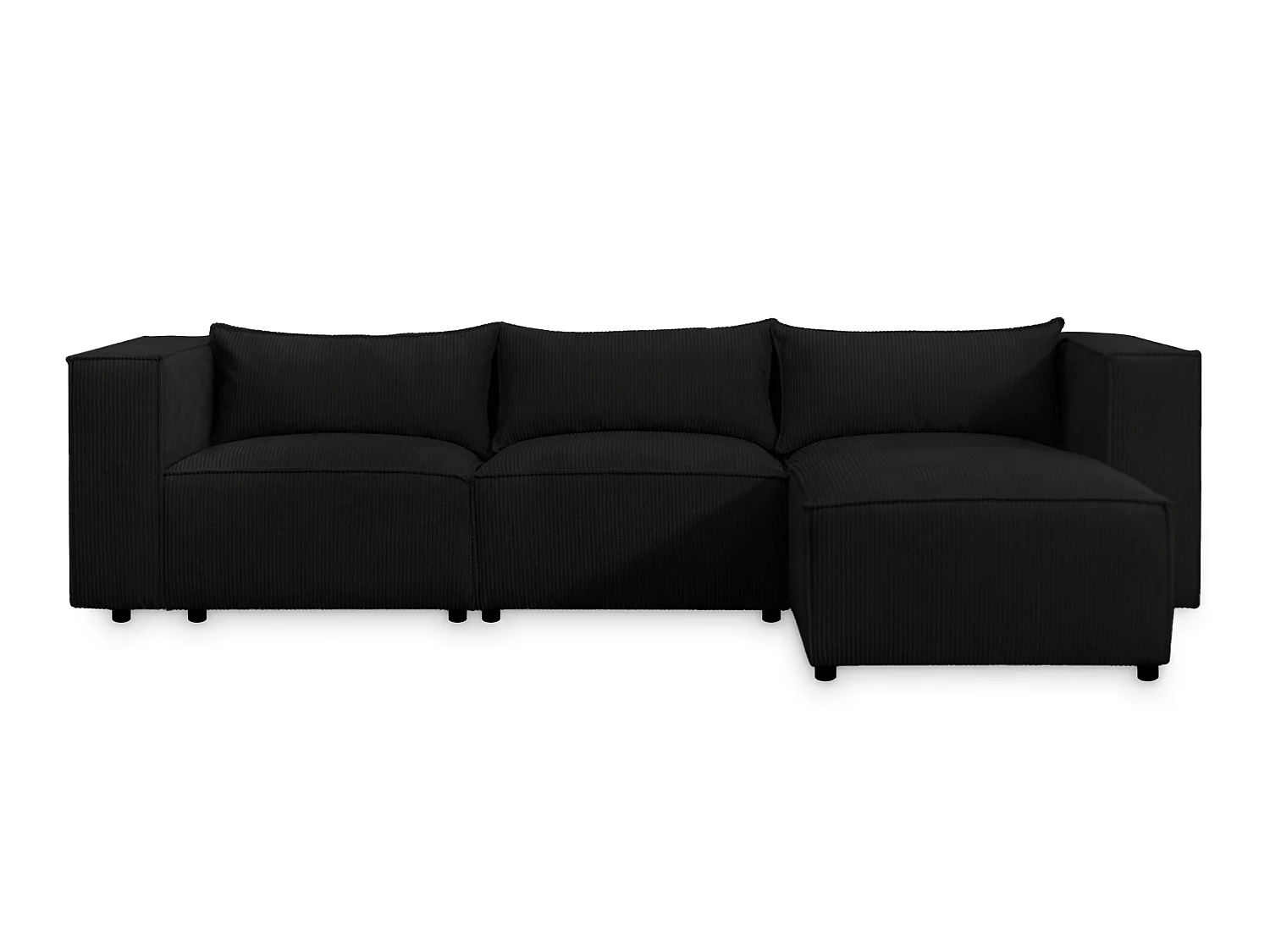 Canapé d'angle modulable en velours côtelé noir 290 cm - MODULO