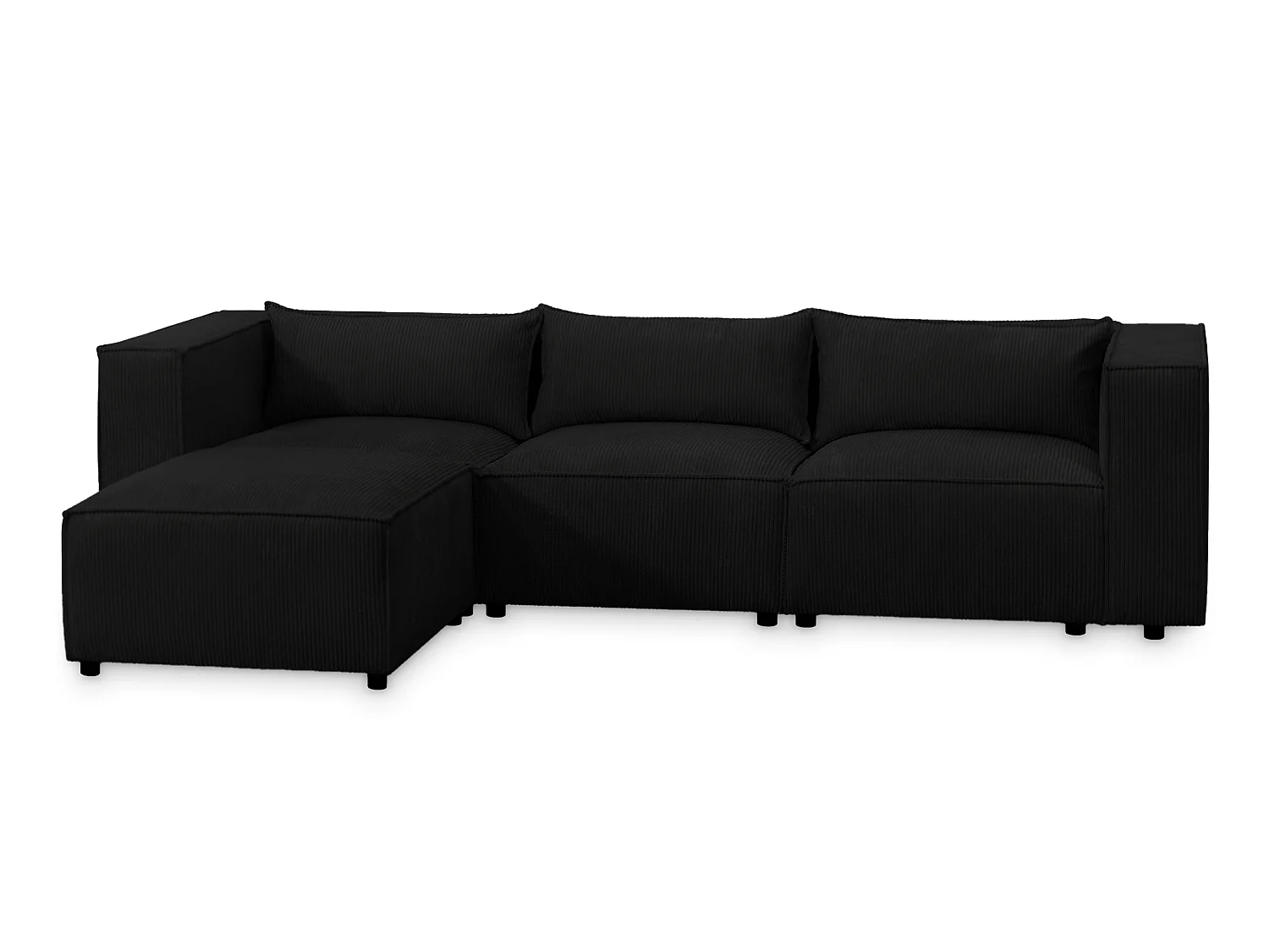 Canapé d'angle modulable en velours côtelé noir 290 cm - MODULO