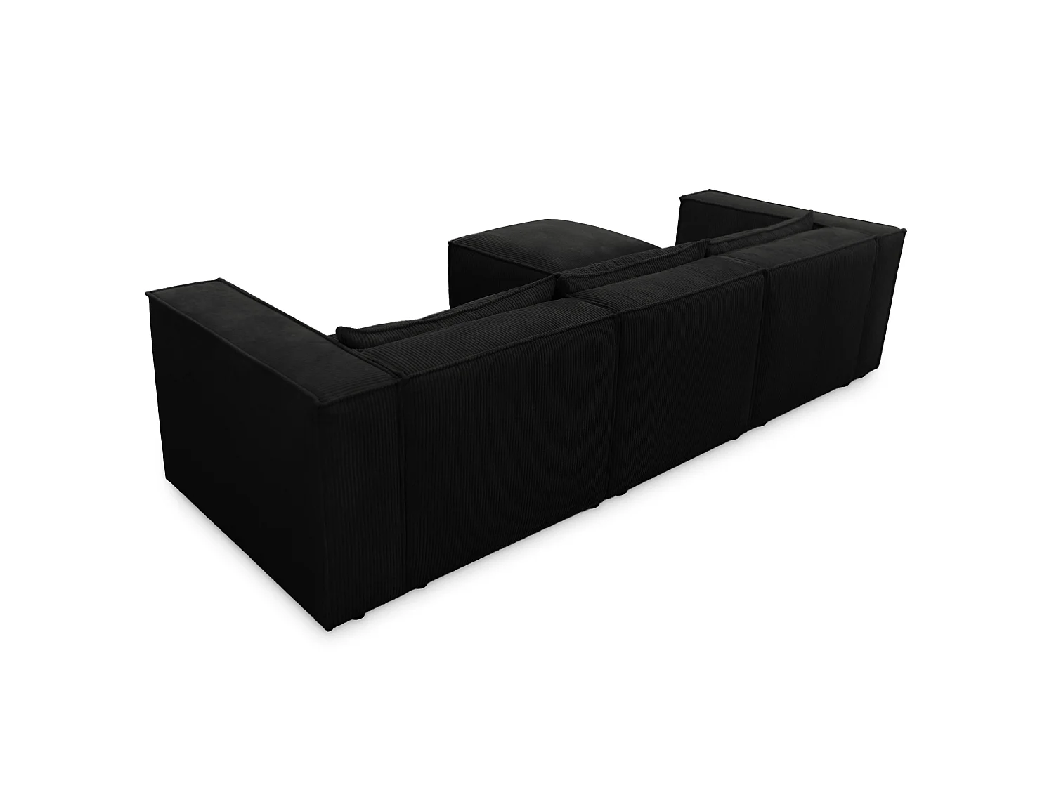 Canapé d'angle modulable en velours côtelé noir 290 cm - MODULO