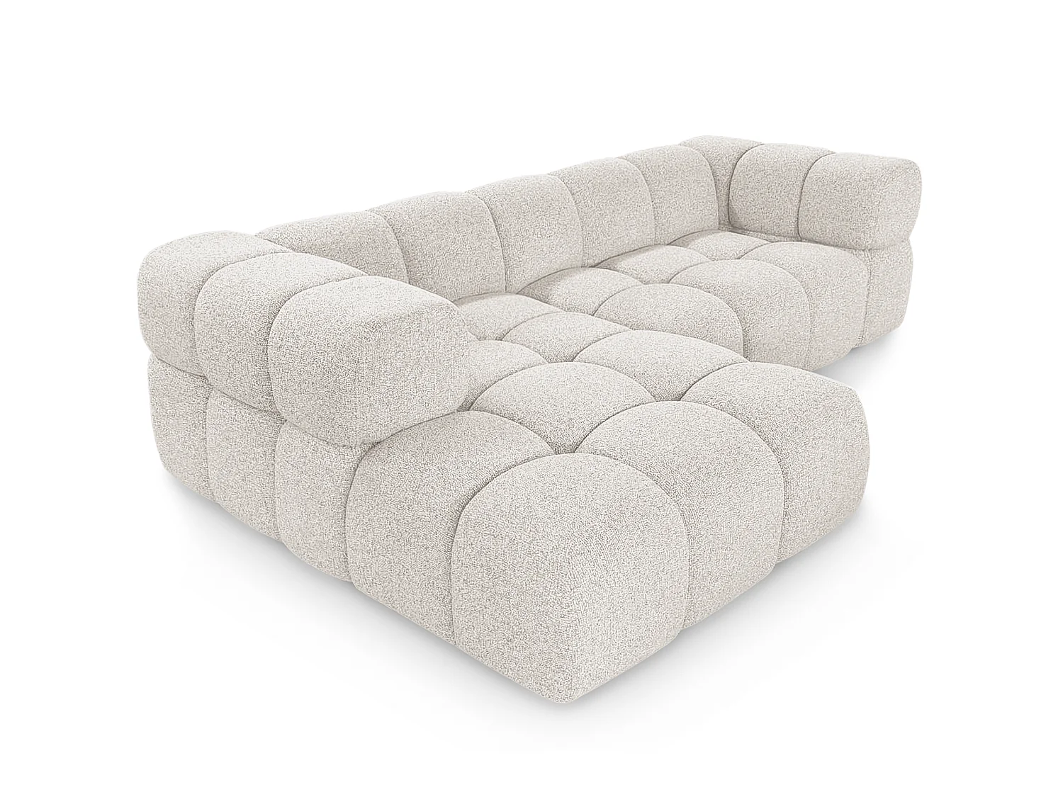Canapé d'angle gauche capitonné en tissu bouclé beige 280 cm - AVERRO