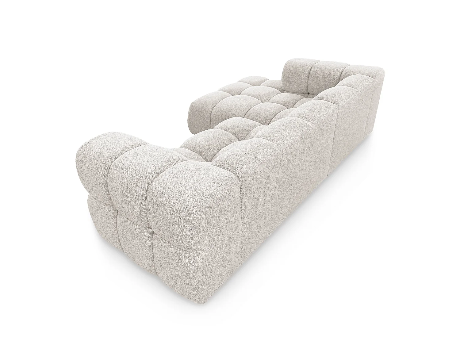 Canapé d'angle gauche capitonné en tissu bouclé beige 280 cm - AVERRO