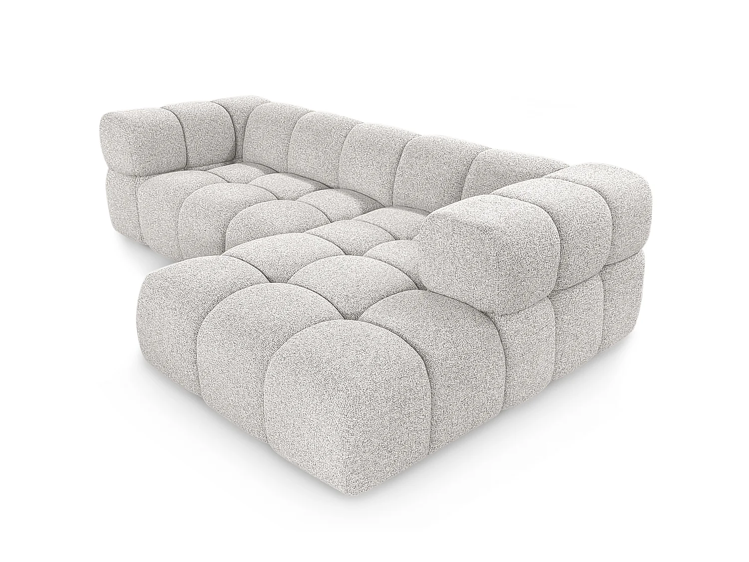 Canapé d'angle droit capitonné en tissu bouclé beige 280 cm - AVERRO