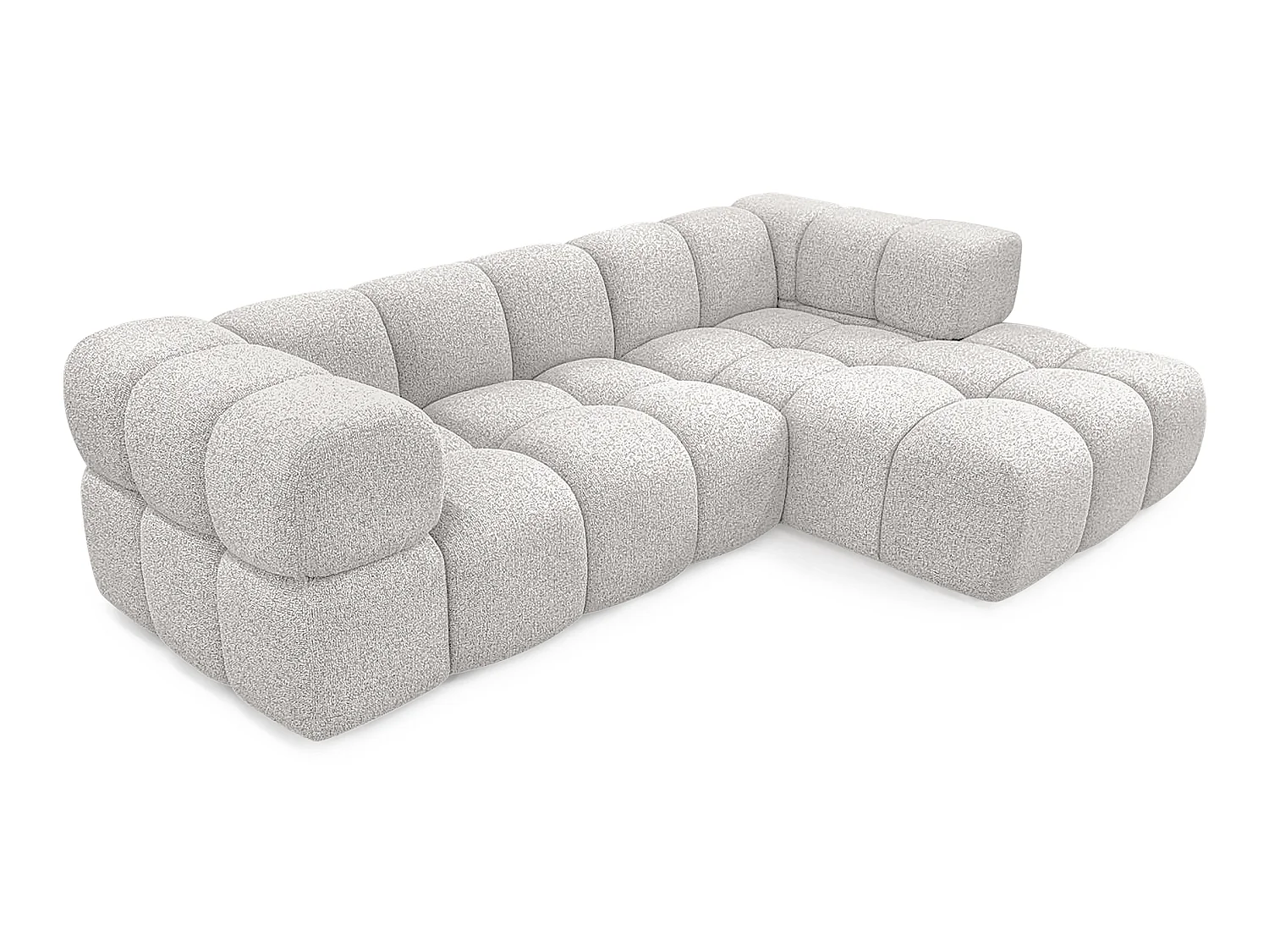 Canapé d'angle droit capitonné en tissu bouclé beige 280 cm - AVERRO