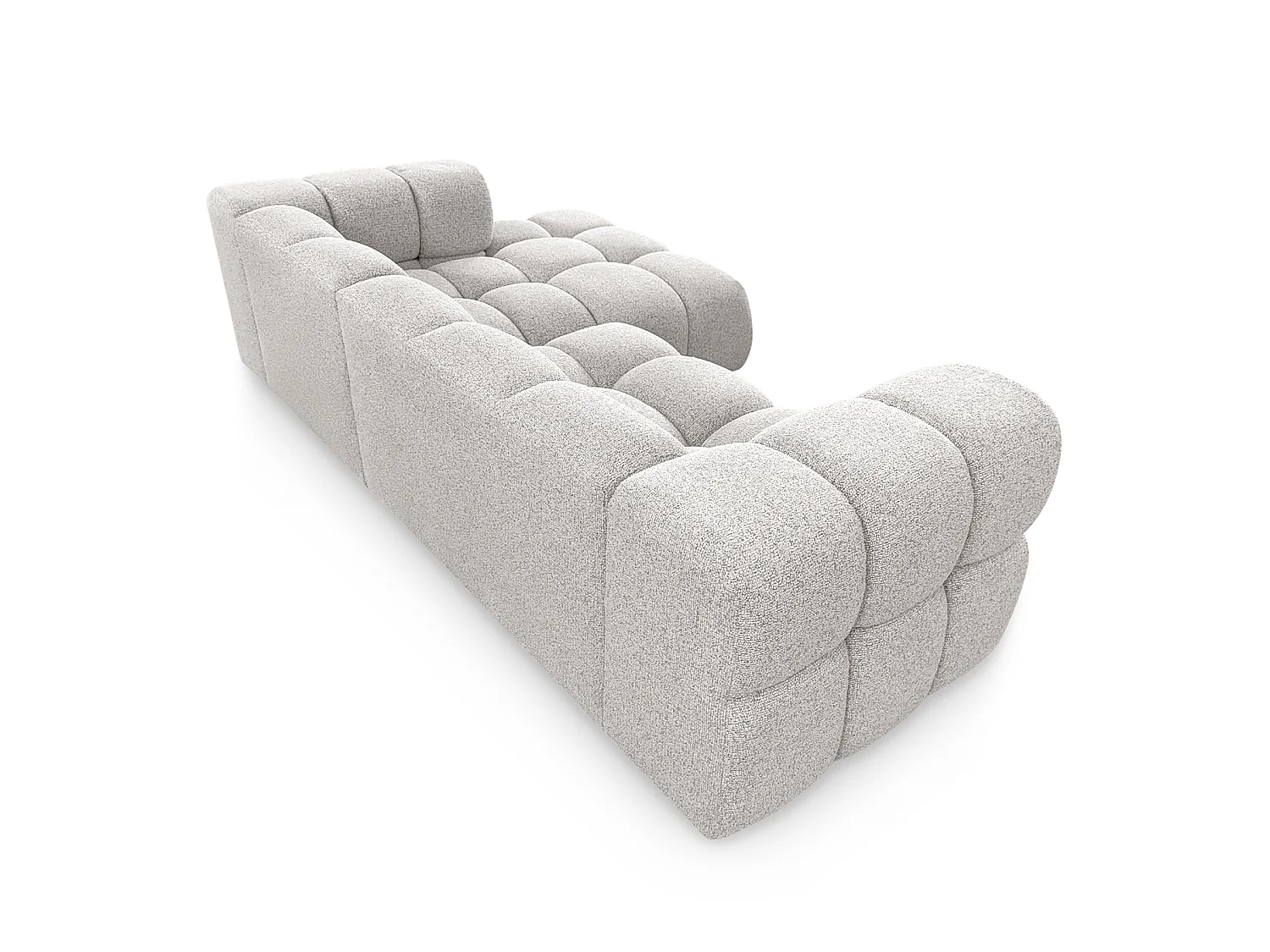 Canapé d'angle droit capitonné en tissu bouclé beige 280 cm - AVERRO