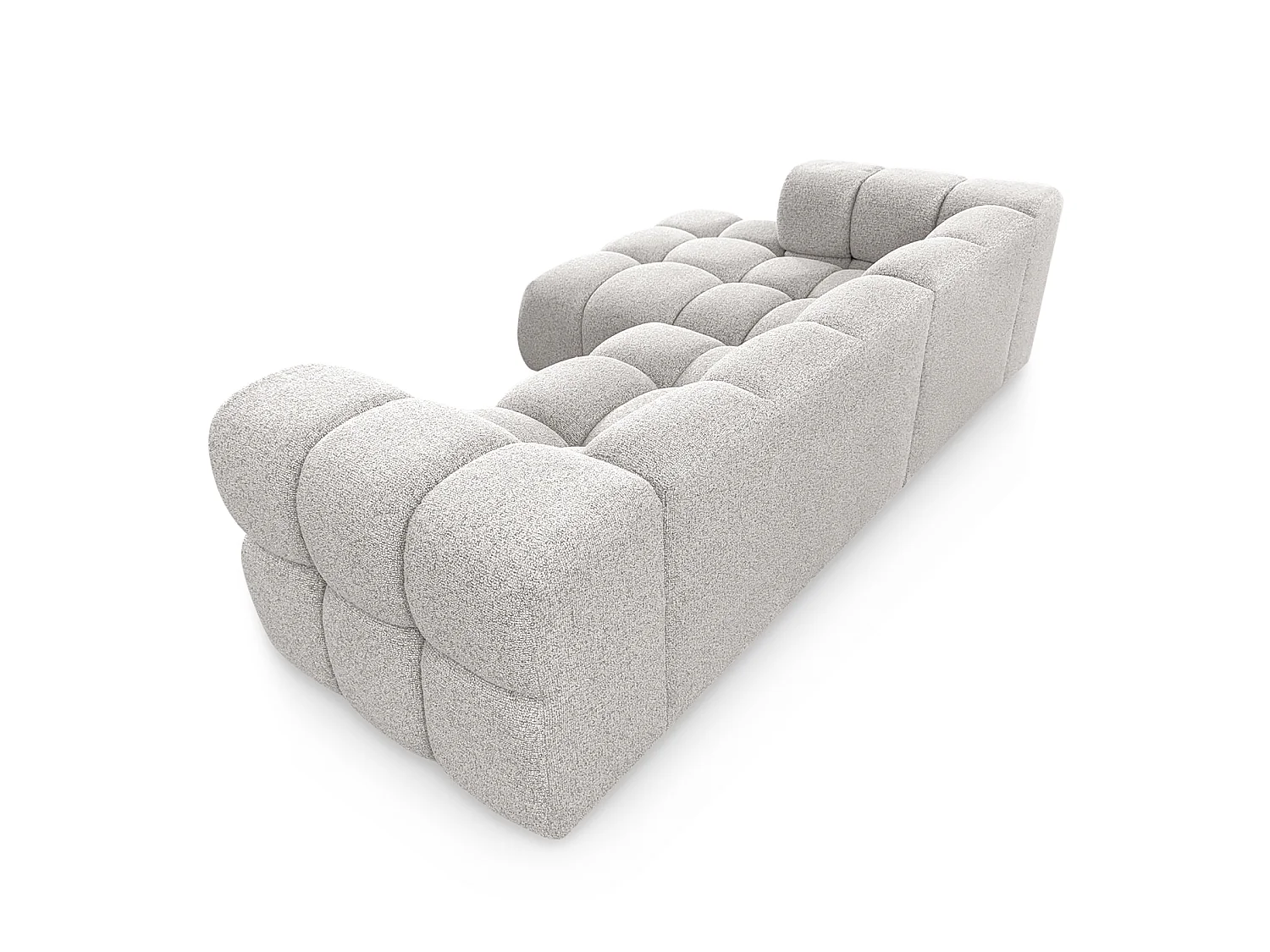 Canapé d'angle gauche capitonné en tissu bouclé gris clair 280 cm - AVERRO