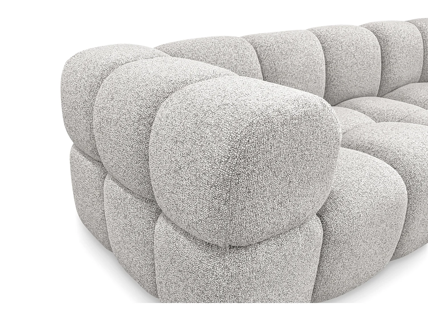 Canapé d'angle gauche capitonné en tissu bouclé gris clair 280 cm - AVERRO