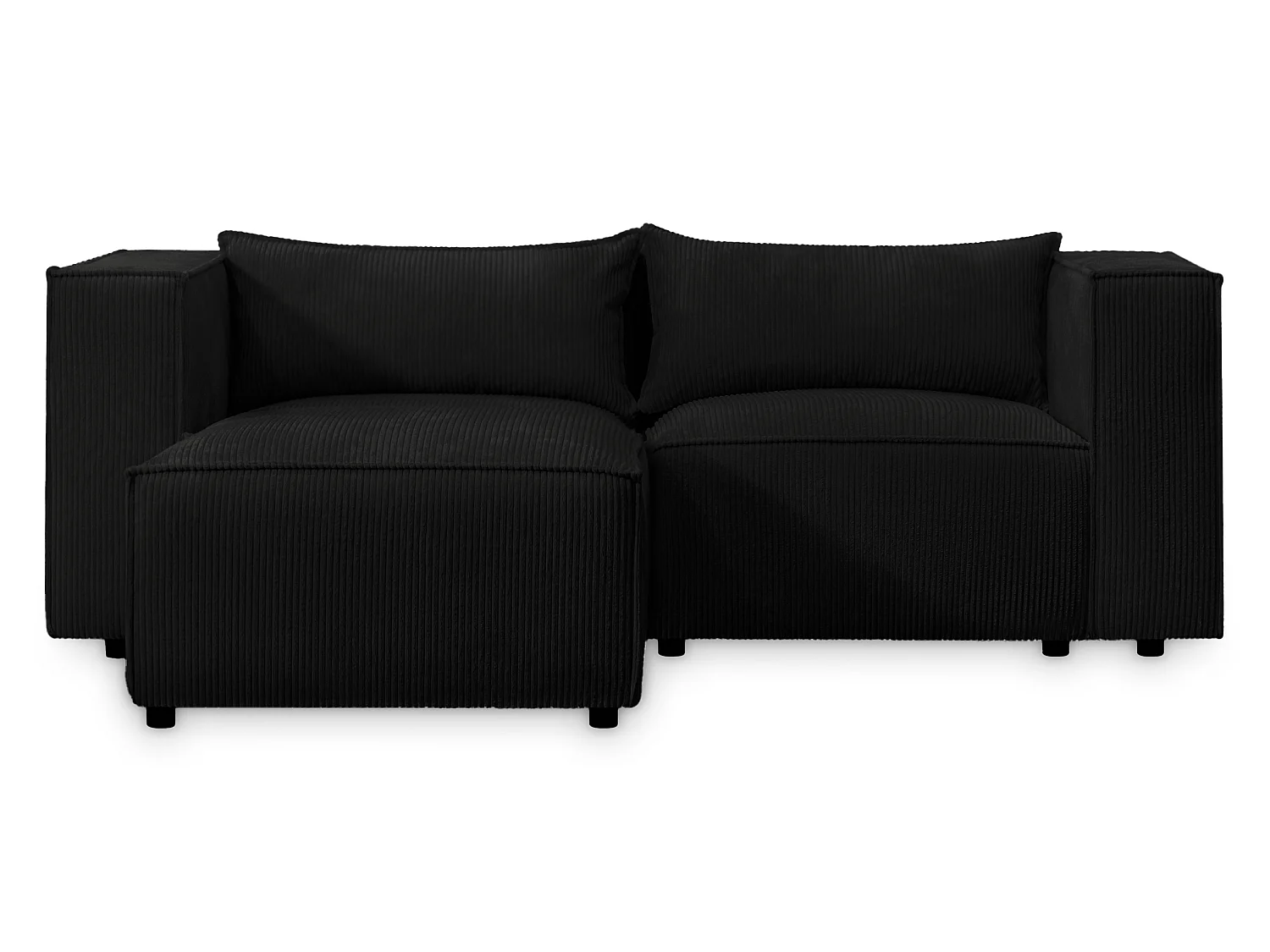 Canapé d'angle modulable en velours côtelé noir 210 cm - MODULO