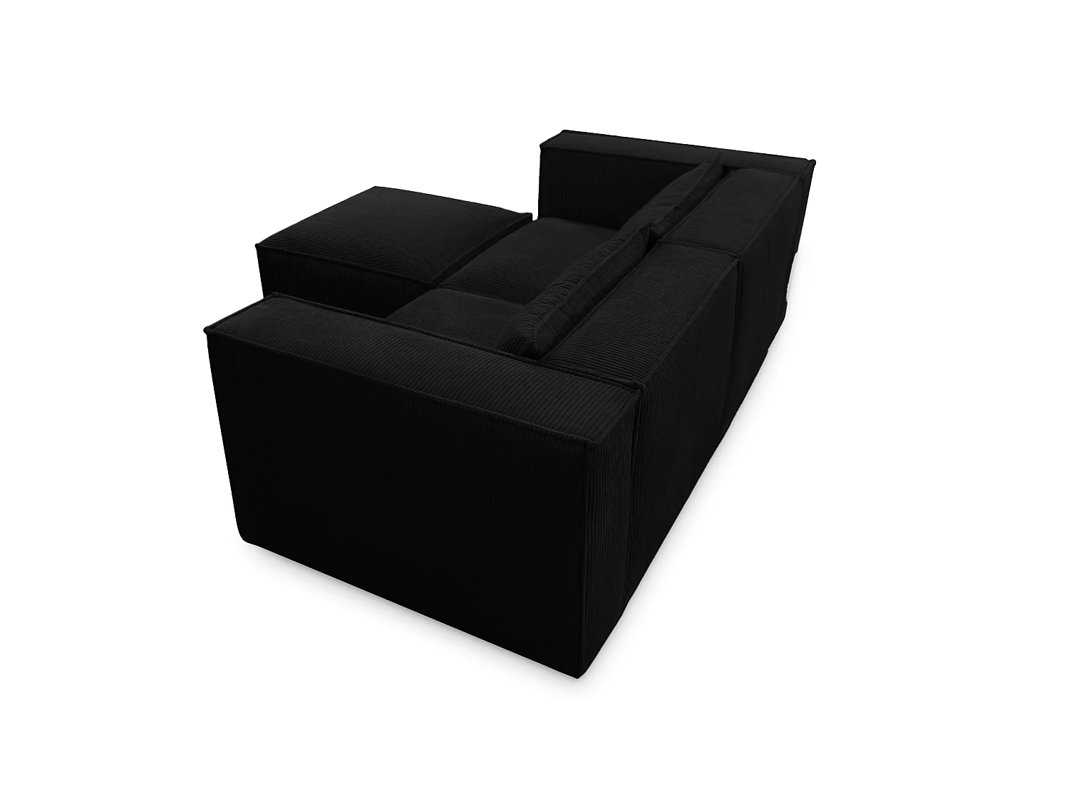 Canapé d'angle modulable en velours côtelé noir 210 cm - MODULO