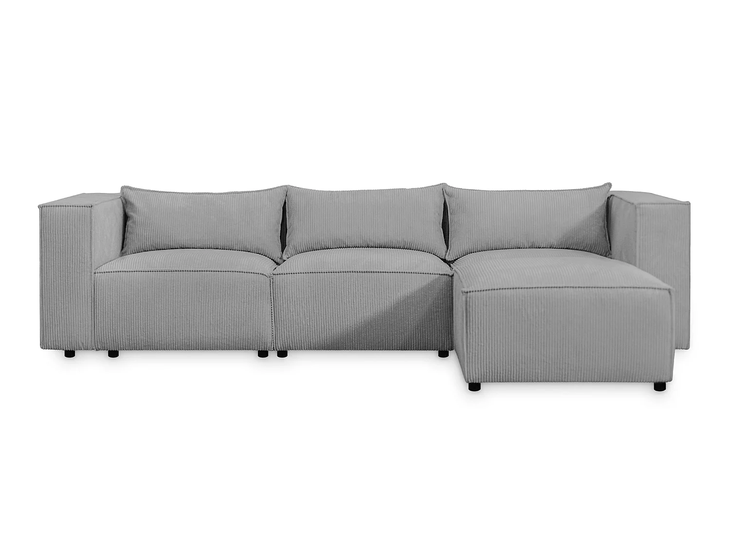 Canapé d'angle modulable en velours côtelé gris 290 cm - MODULO