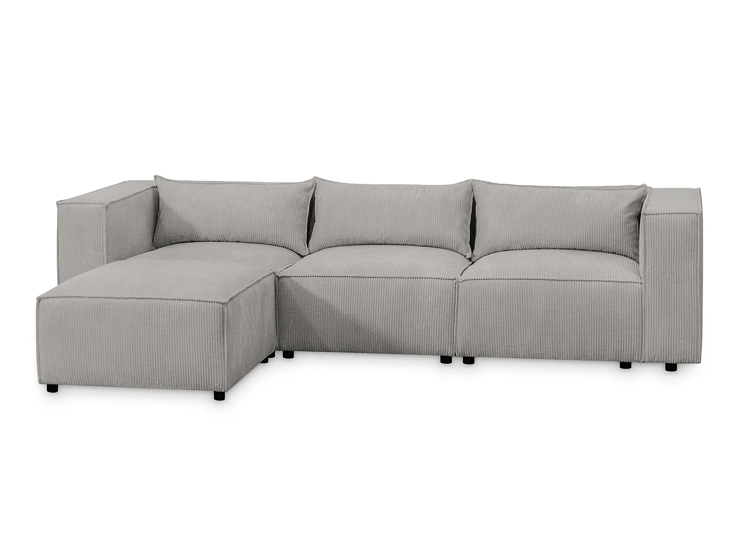 Canapé d'angle modulable en velours côtelé gris 290 cm - MODULO