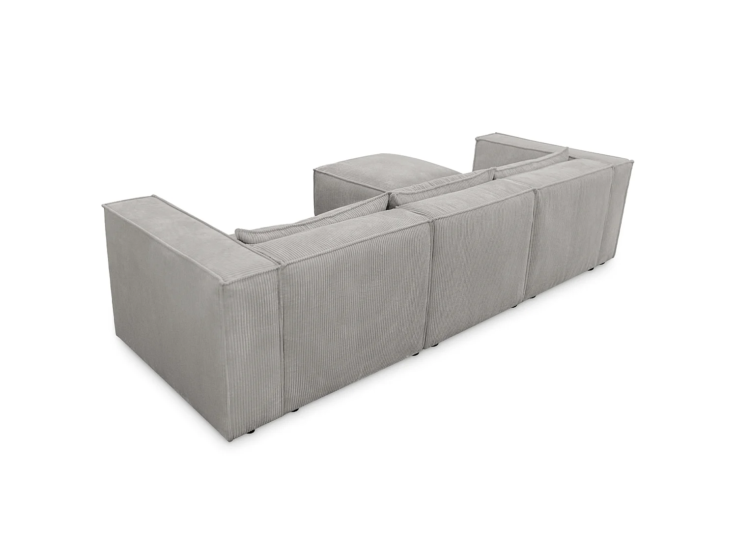 Canapé d'angle modulable en velours côtelé gris 290 cm - MODULO