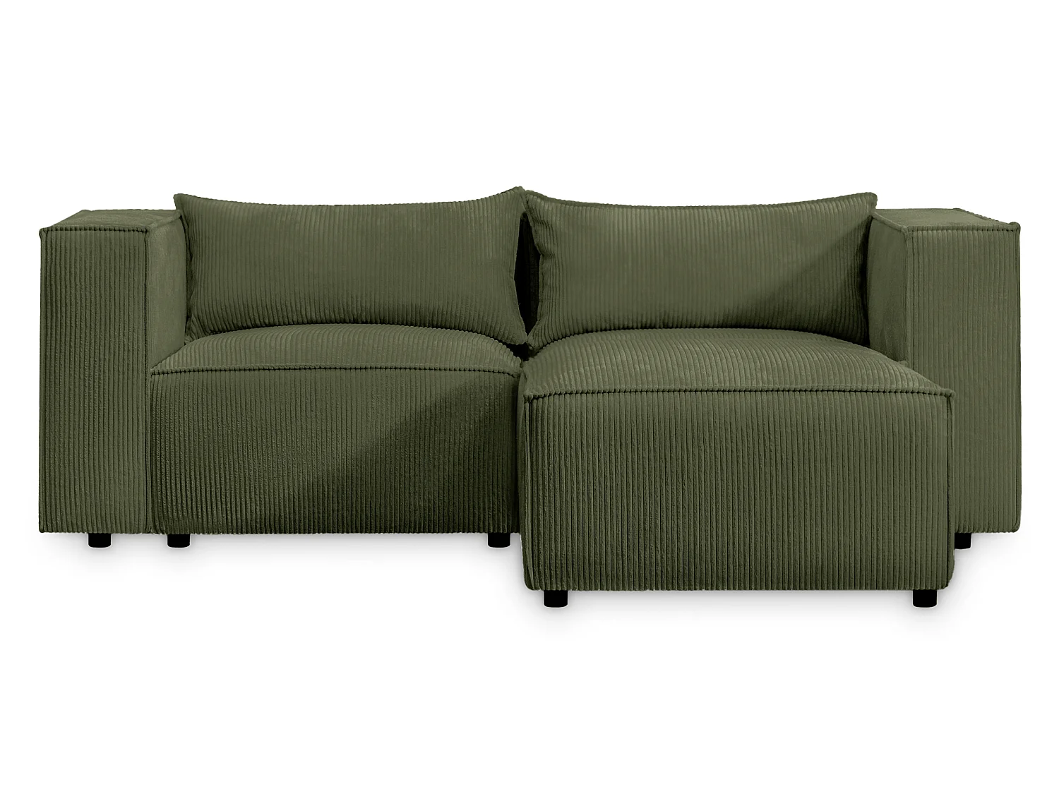 Canapé d'angle modulable en velours côtelé vert 210 cm - MODULO