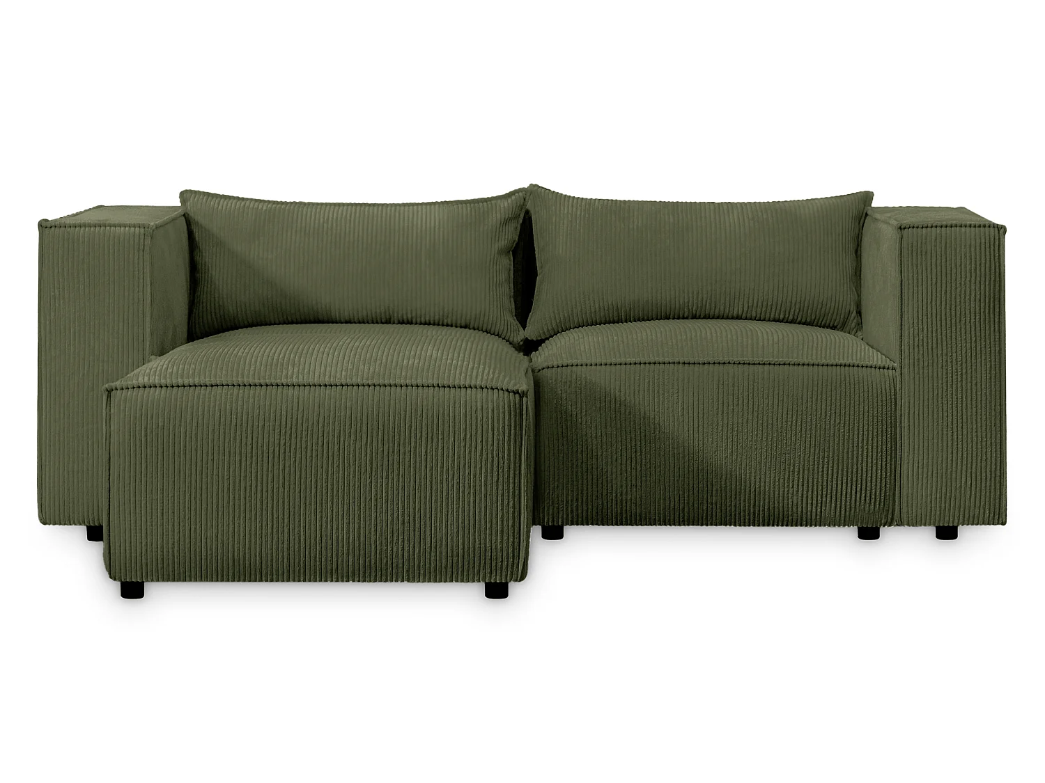 Canapé d'angle modulable en velours côtelé vert 210 cm - MODULO
