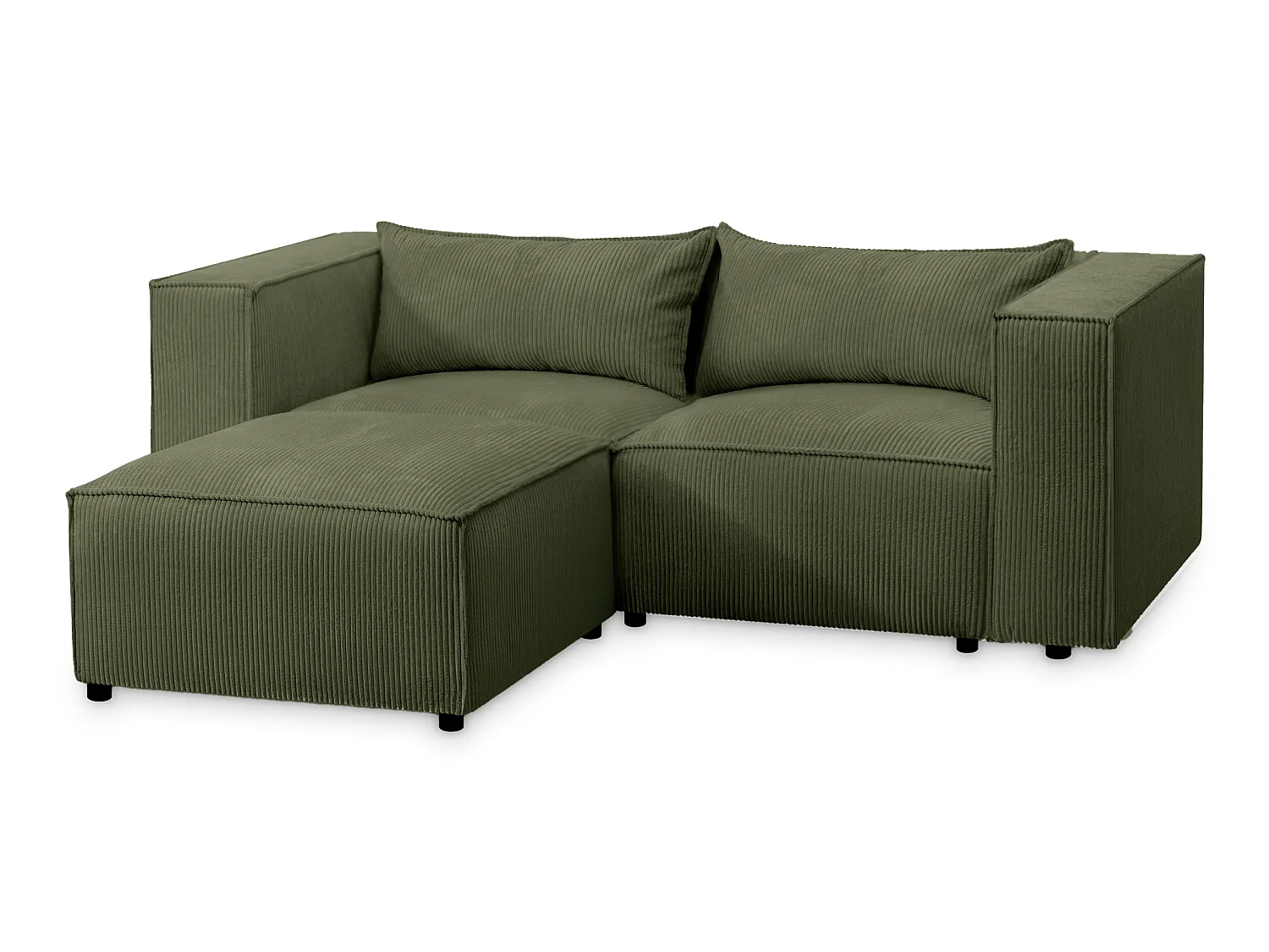 Canapé d'angle modulable en velours côtelé vert 210 cm - MODULO