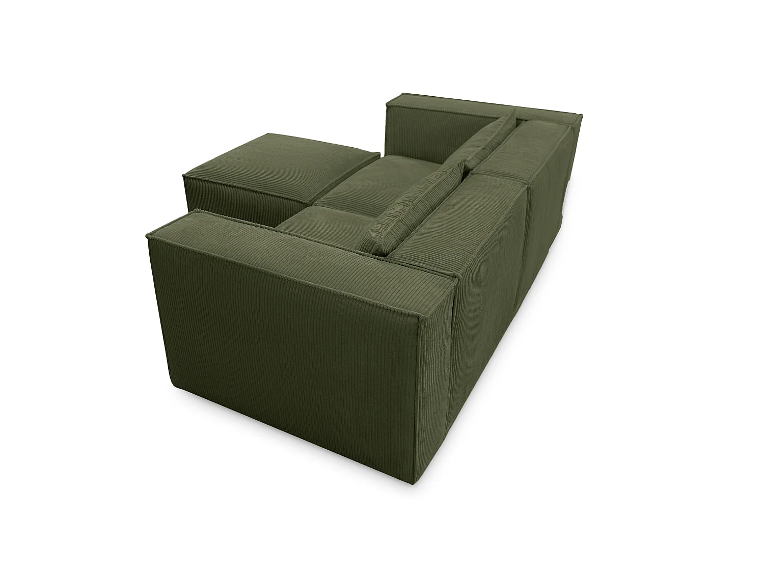 Canapé d'angle modulable en velours côtelé vert 210 cm - MODULO