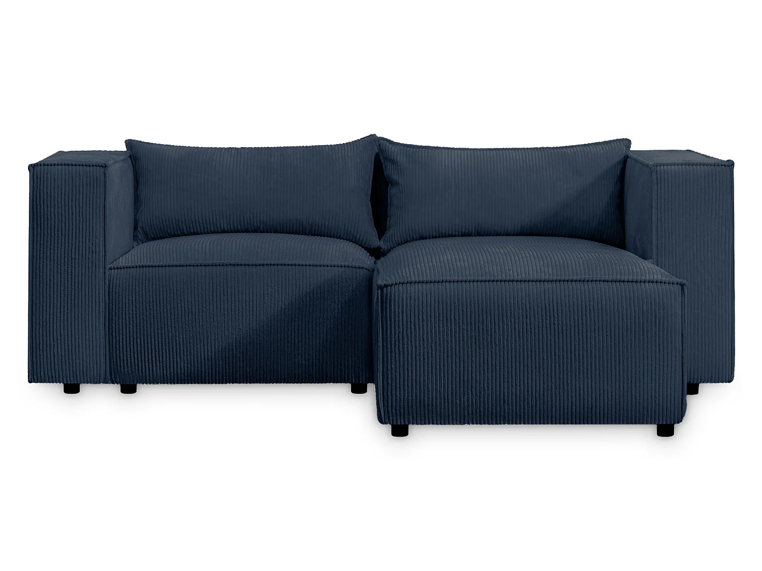 Canapé d'angle modulable en velours côtelé bleu 210 cm - MODULO