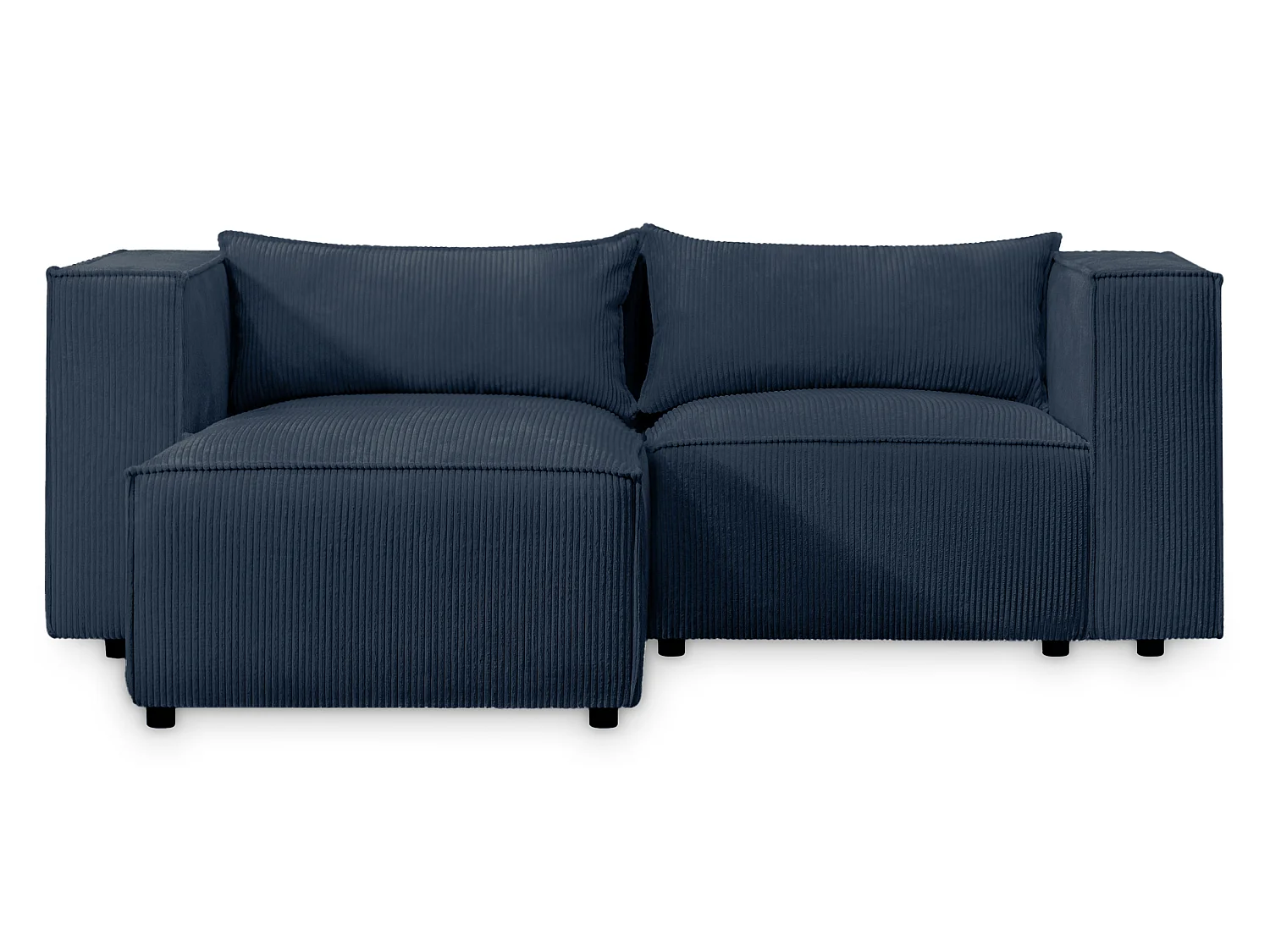 Canapé d'angle modulable en velours côtelé bleu 210 cm - MODULO