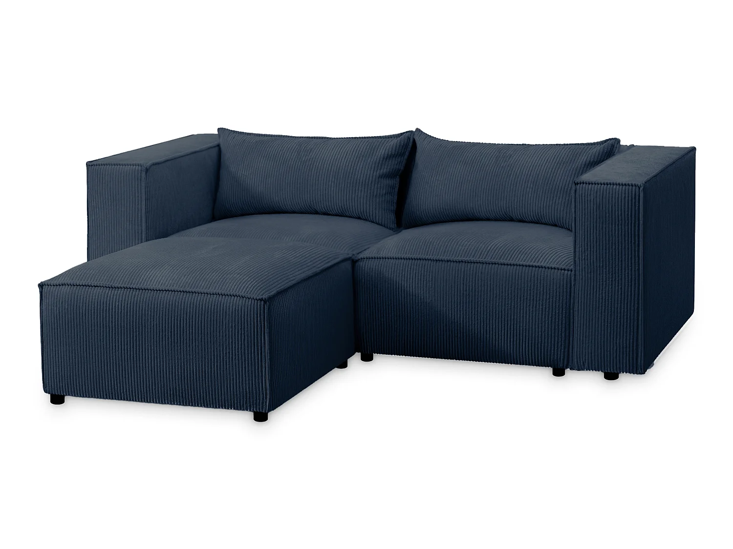 Canapé d'angle modulable en velours côtelé bleu 210 cm - MODULO