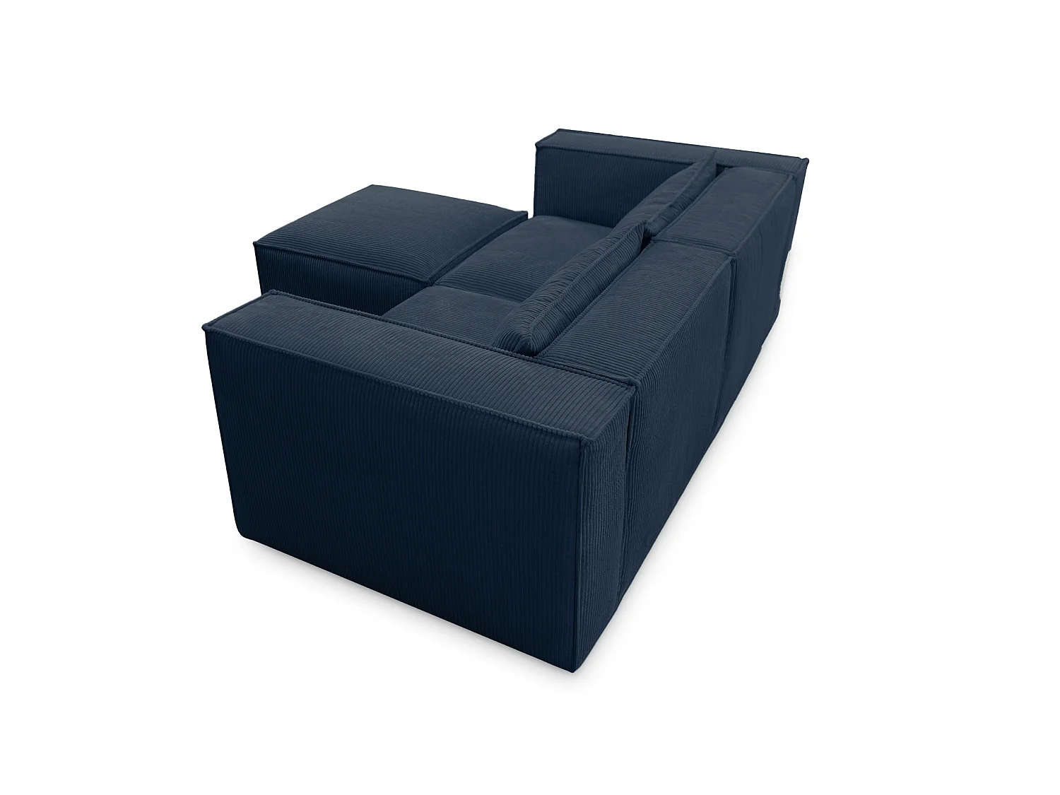 Canapé d'angle modulable en velours côtelé bleu 210 cm - MODULO