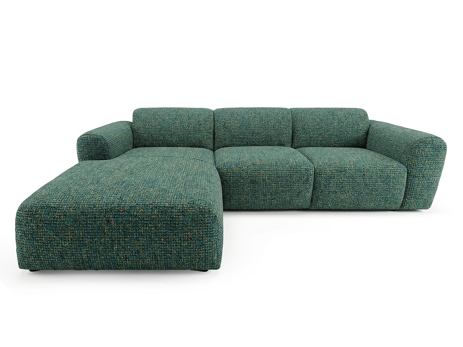 Canapé d'angle gauche en tissu bouclé vert 310 cm - GIN