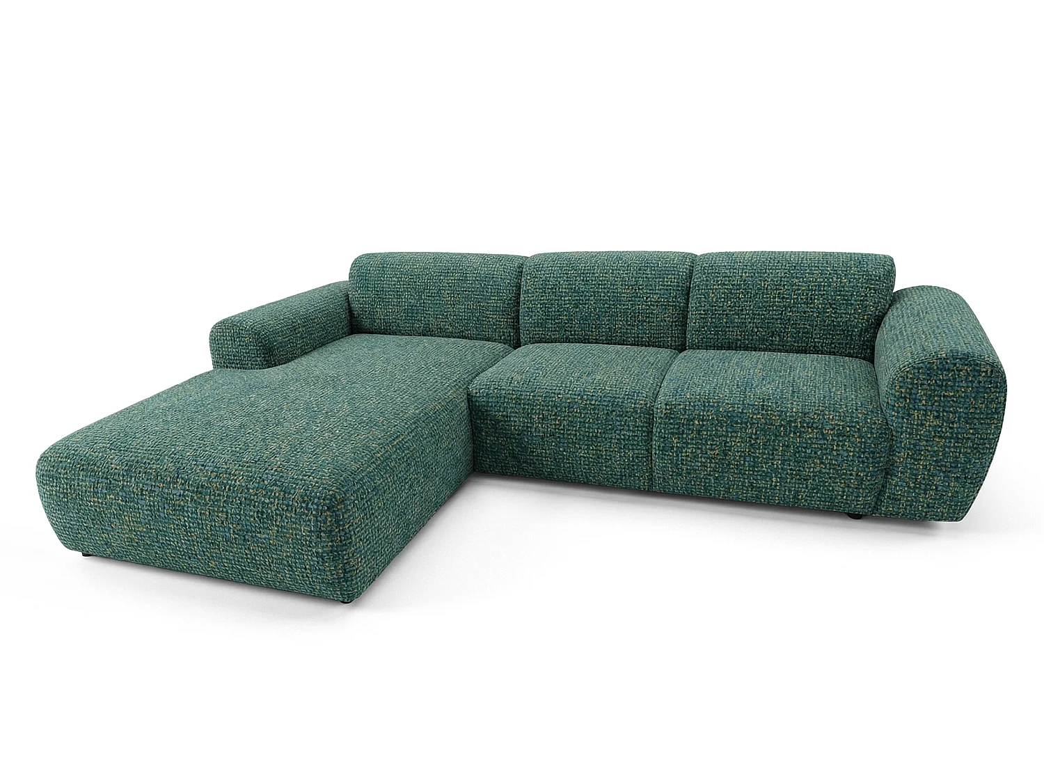 Canapé d'angle gauche en tissu bouclé vert 310 cm - GIN