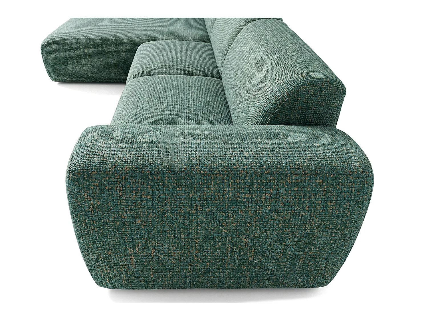 Canapé d'angle gauche en tissu bouclé vert 310 cm - GIN