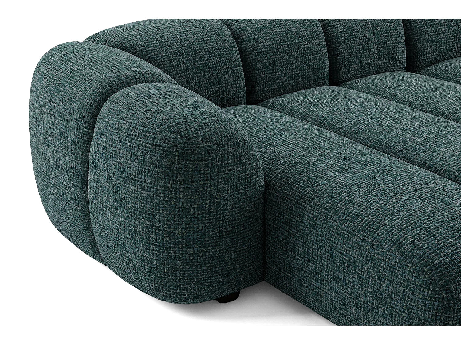 Canapé d'angle droit tissu bouclé bleu canard 280 cm - Mali Design