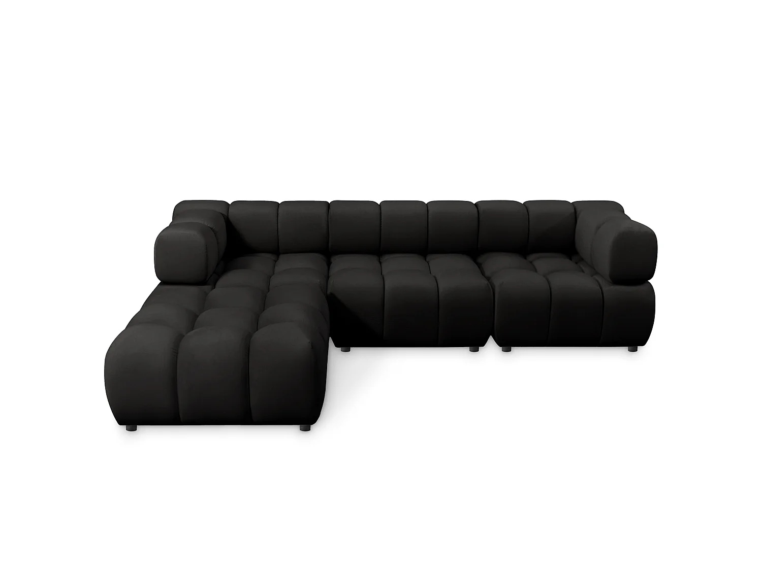 Canapé d'angle capitonné réversible en velours noir 288 cm - TONDO
