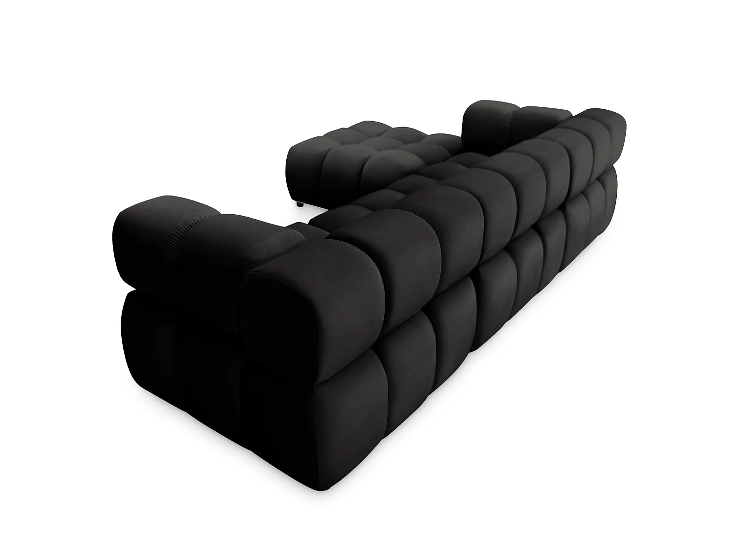 Canapé d'angle capitonné réversible en velours noir 288 cm - TONDO