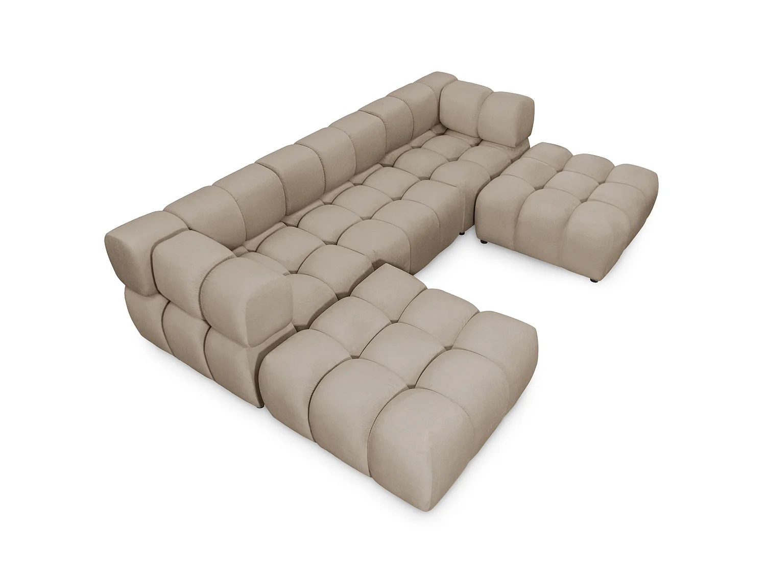 Canapé panoramique capitonné en velours taupe 288 cm - TONDO