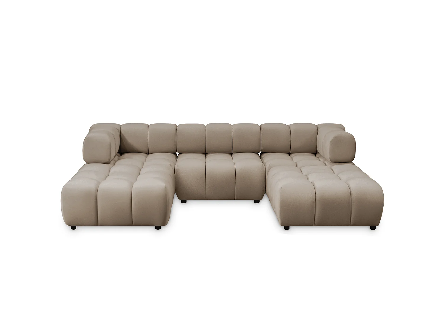 Canapé panoramique capitonné en velours taupe 288 cm - TONDO