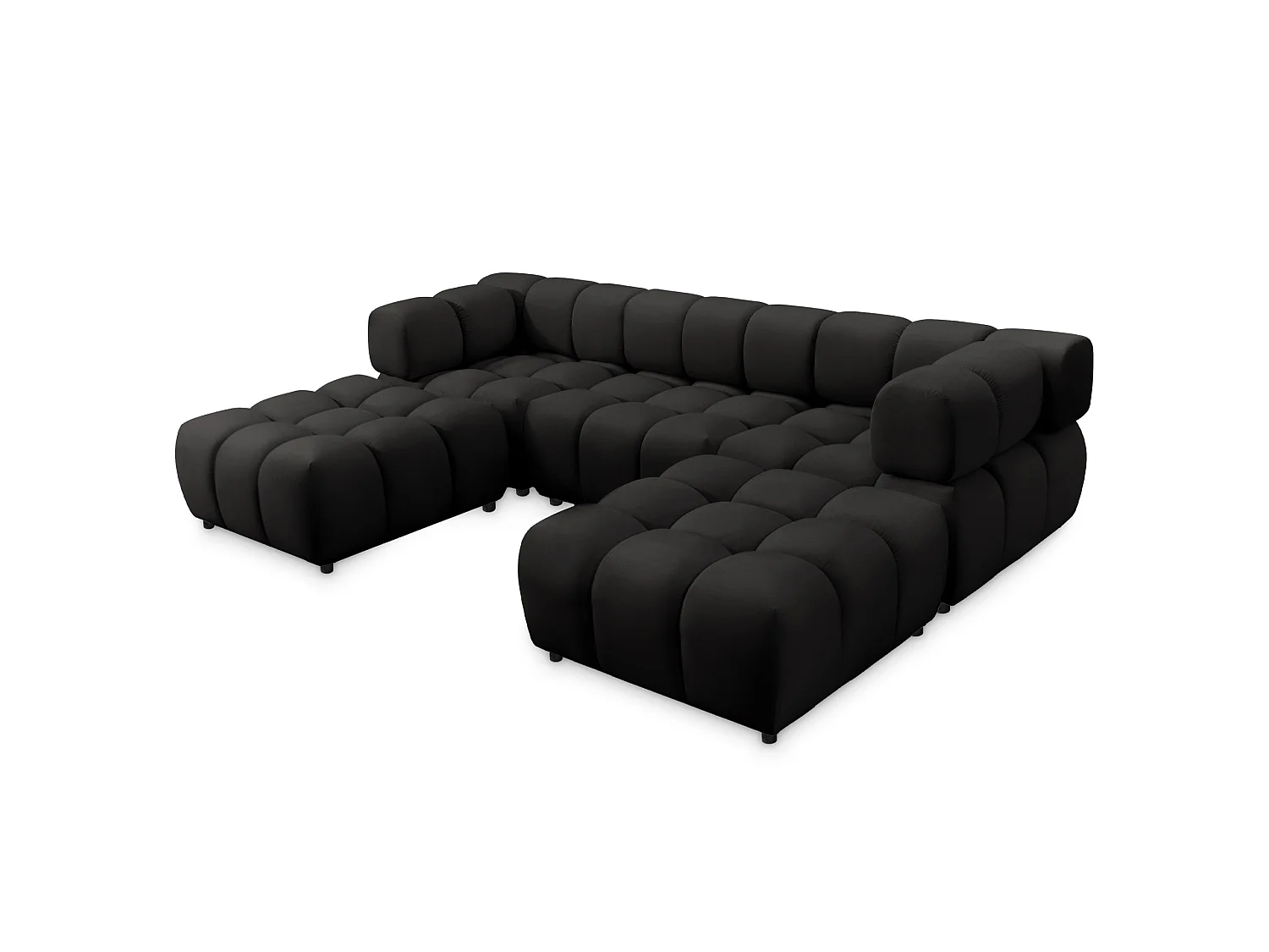 Canapé panoramique capitonné en velours noir 288 cm - TONDO