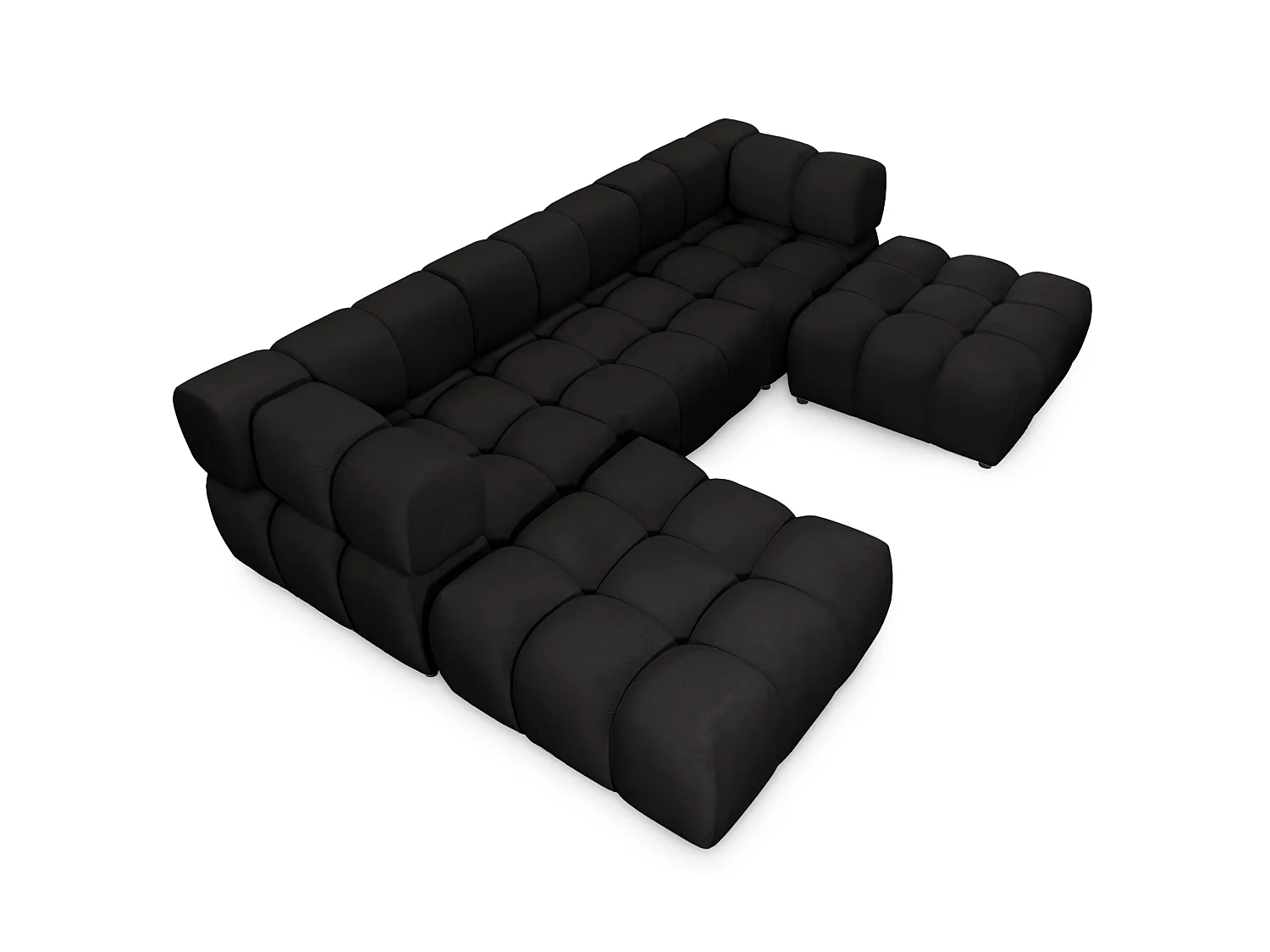Canapé panoramique capitonné en velours noir 288 cm - TONDO