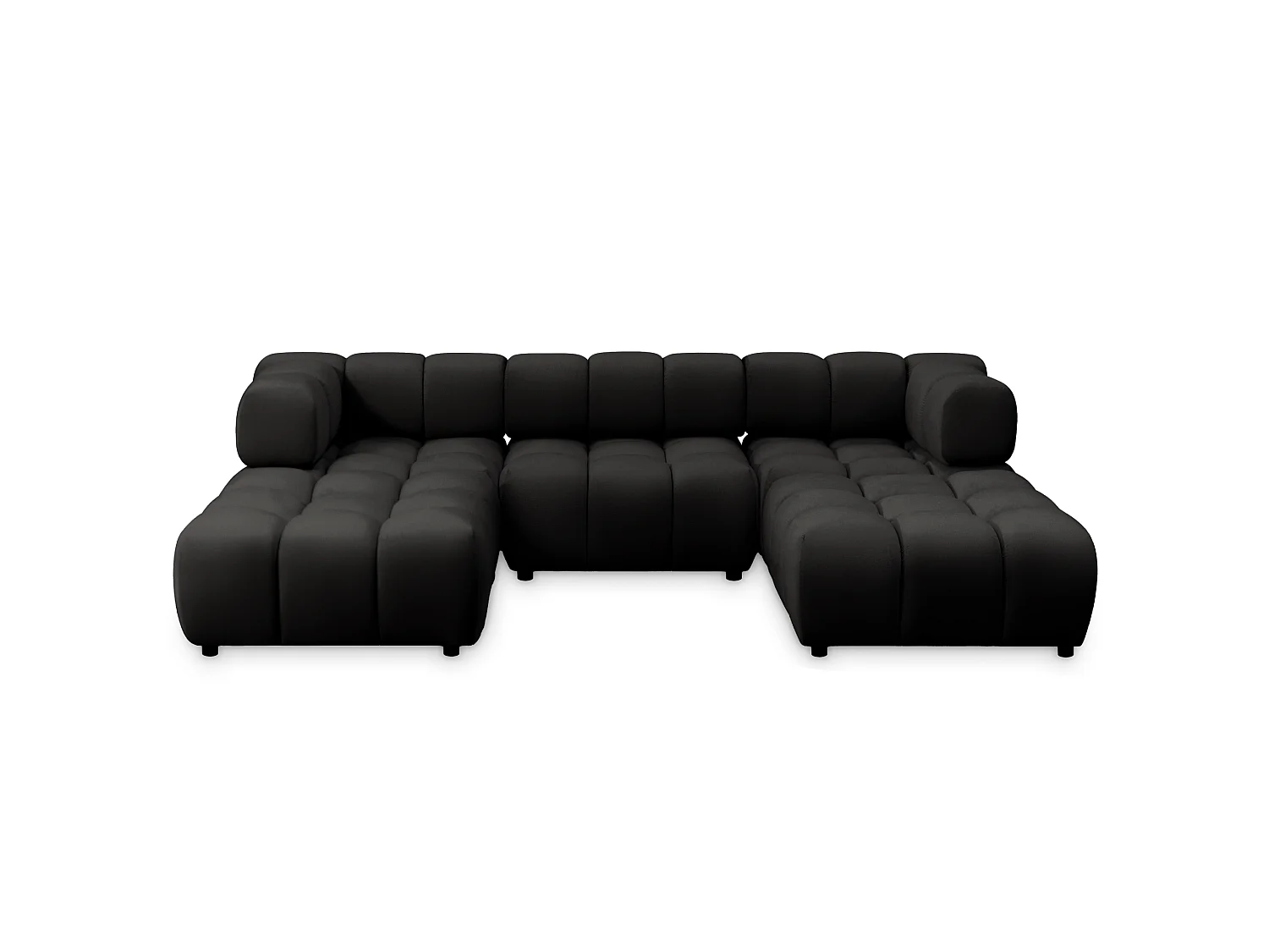 Canapé panoramique capitonné en velours noir 288 cm - TONDO