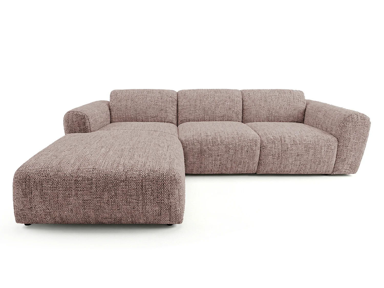 Canapé d'angle gauche en tissu bouclé rose poudré 310 cm - GIN