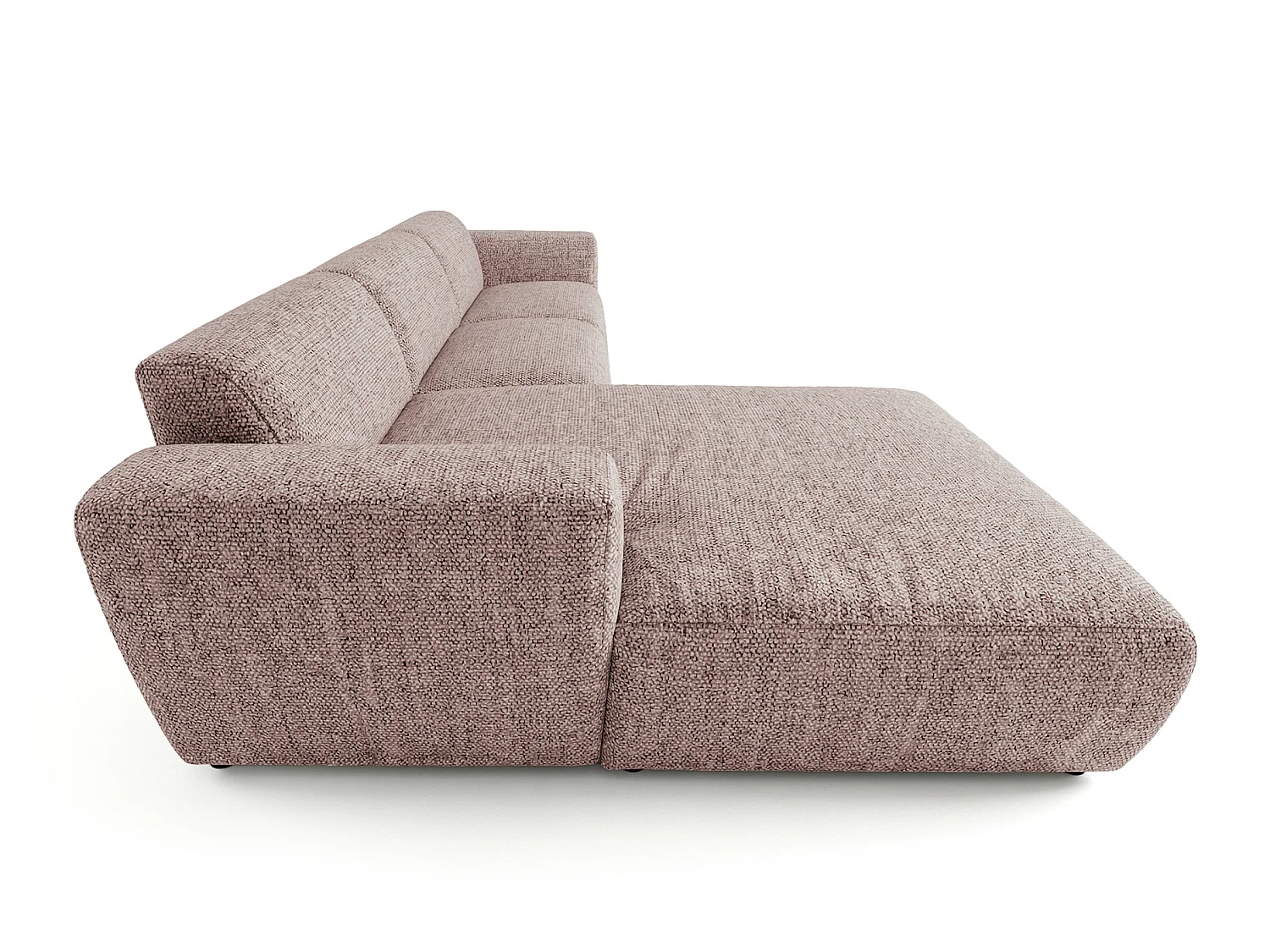 Canapé d'angle gauche en tissu bouclé rose poudré 310 cm - GIN