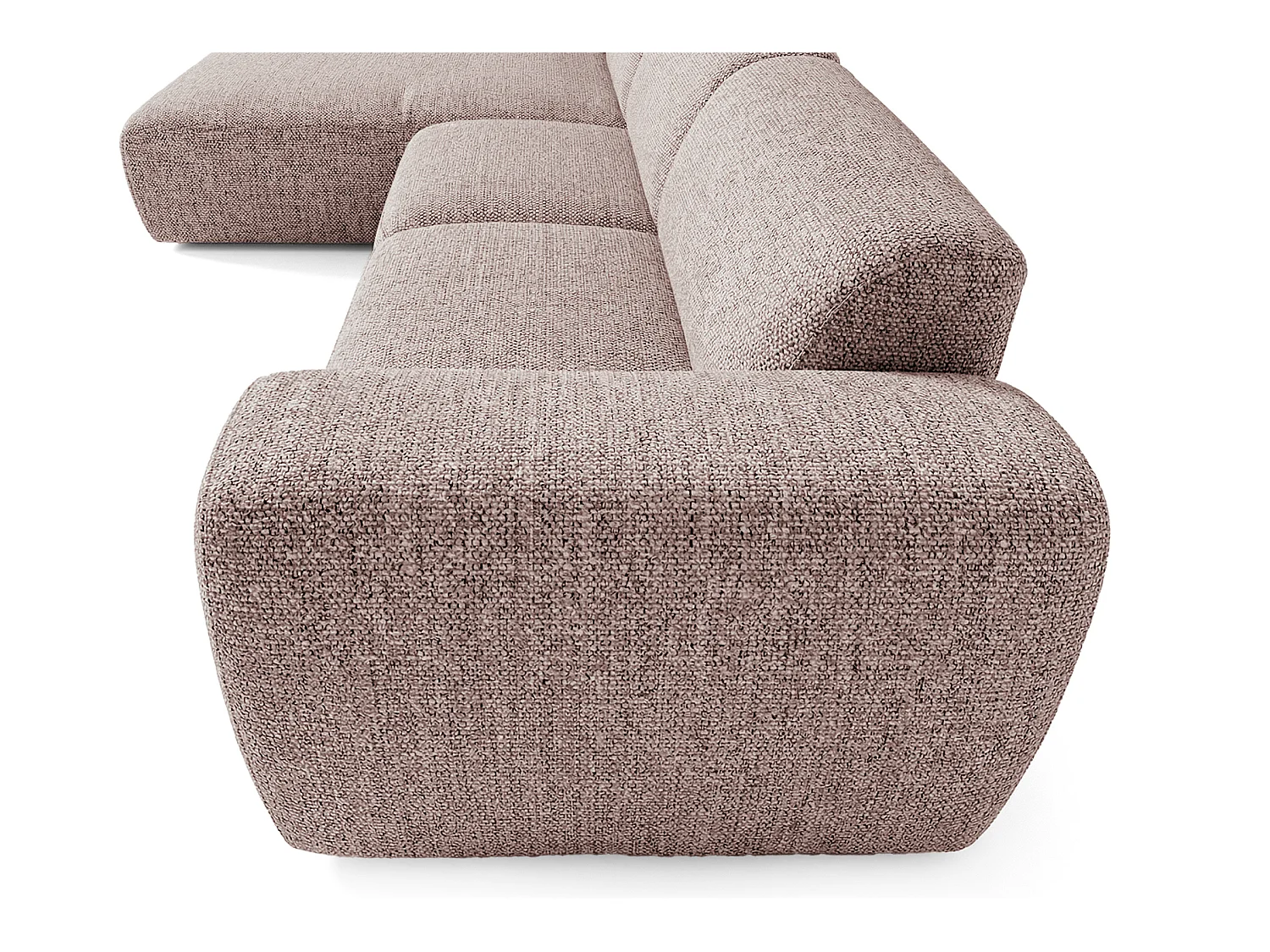 Canapé d'angle gauche en tissu bouclé rose poudré 310 cm - GIN